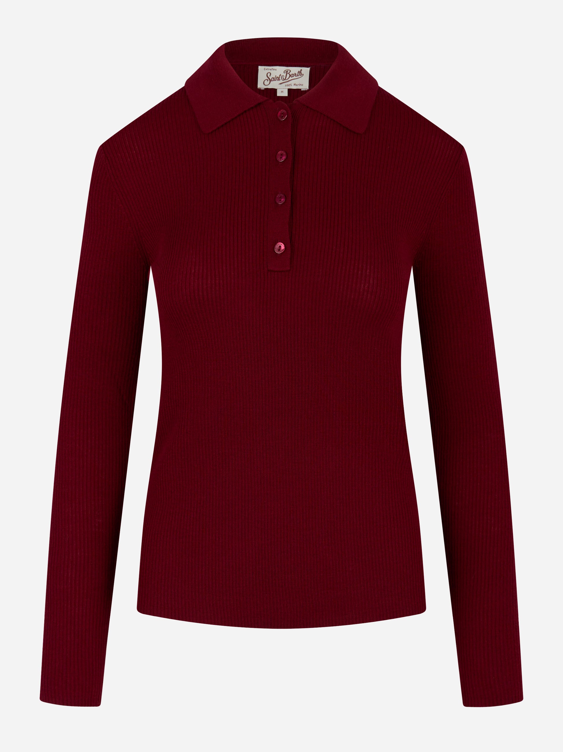 Polo Odel in lana merinos Bordeaux