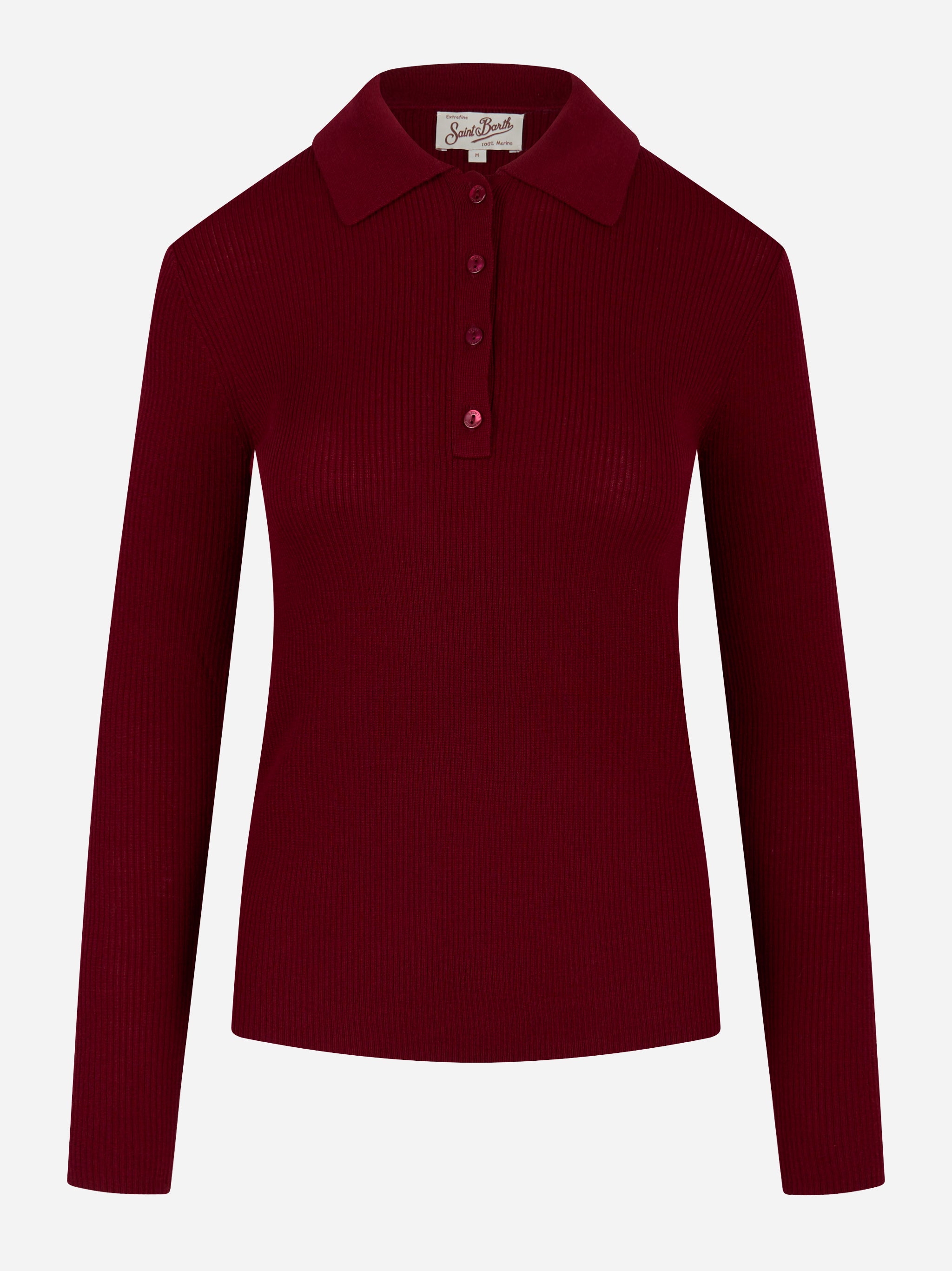 Polo Odel in lana merinos Bordeaux