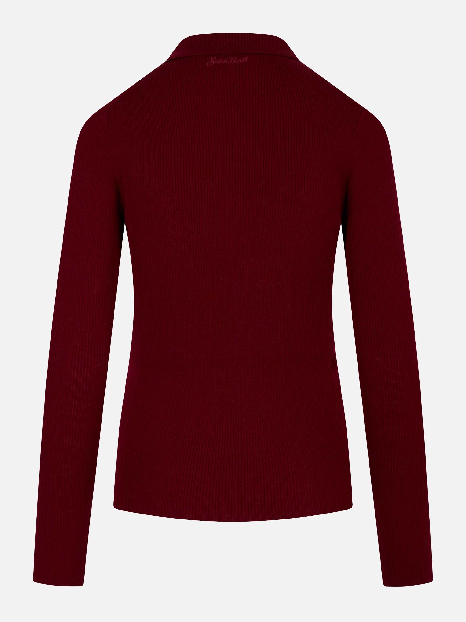 Polo Odel in lana merinos Bordeaux