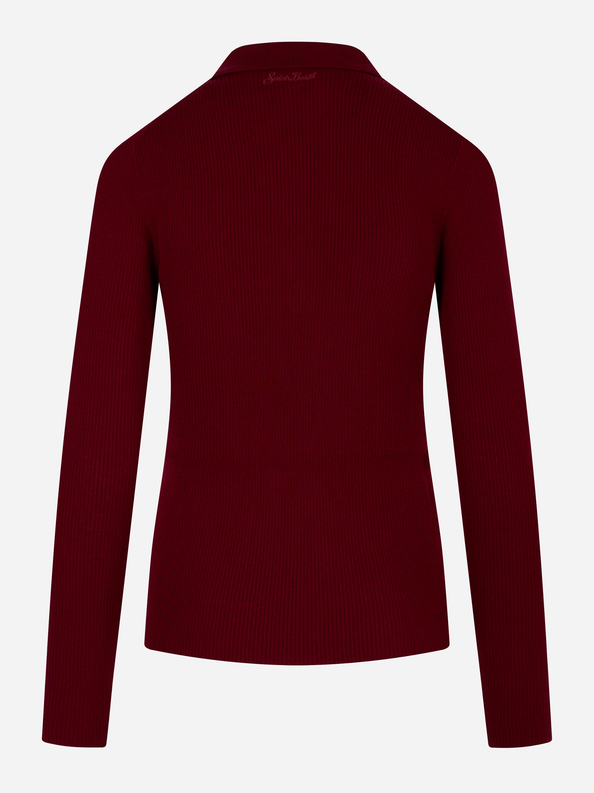Polo Odel in lana merinos Bordeaux