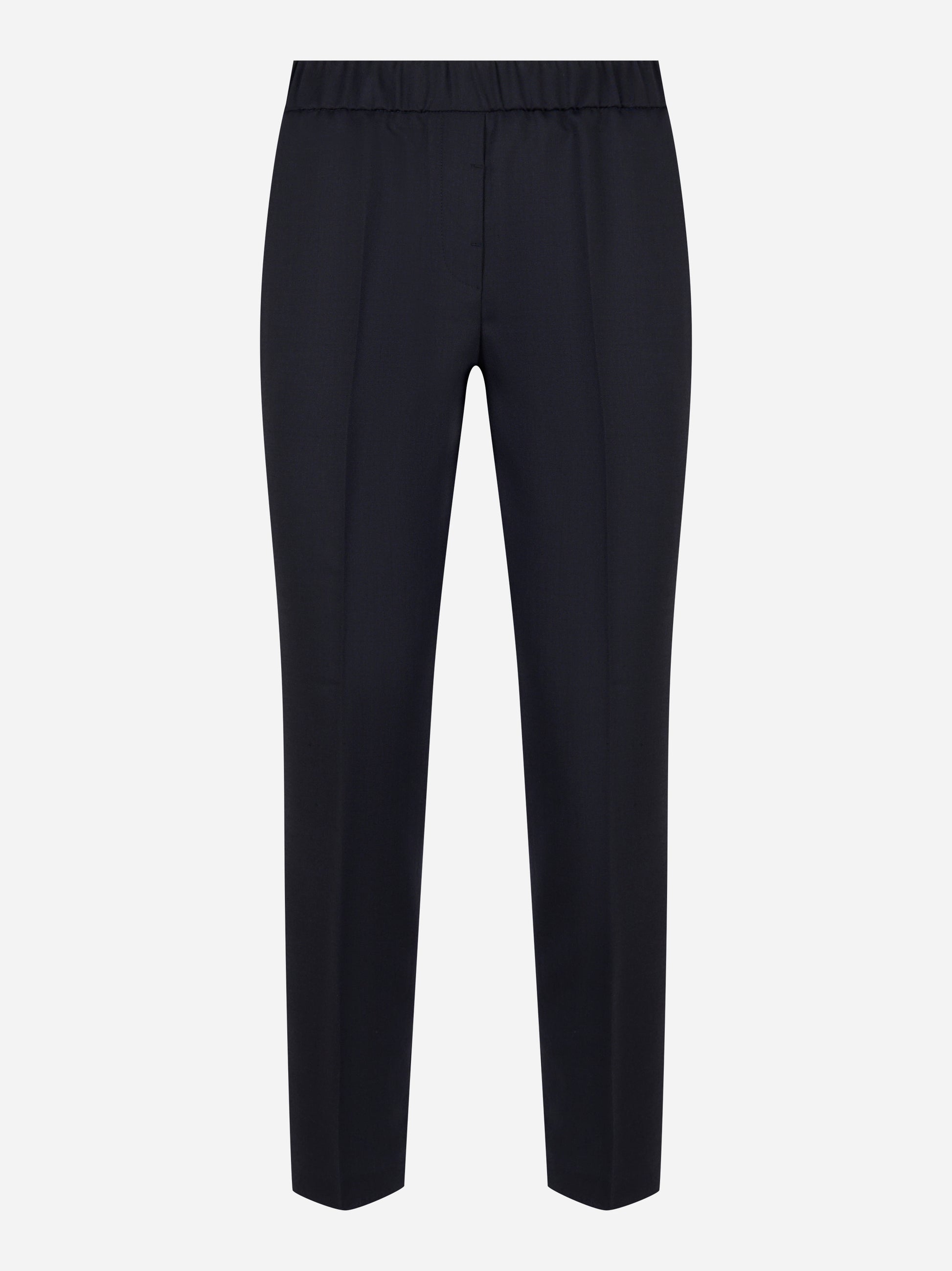 Pantalone con elastico flanella stretch di lana tecnica Blu