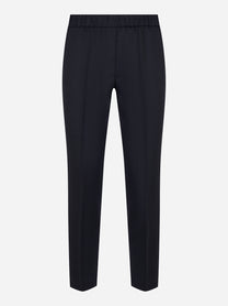 Pantalone con elastico flanella stretch di lana tecnica Blu