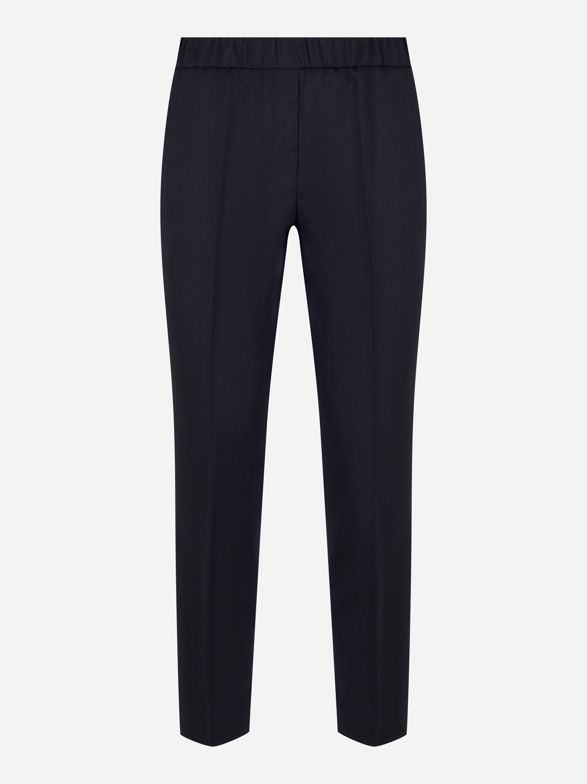 Pantalone con elastico flanella stretch di lana tecnica Blu