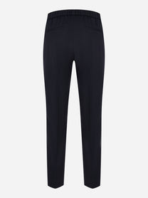 Pantalone con elastico flanella stretch di lana tecnica Blu