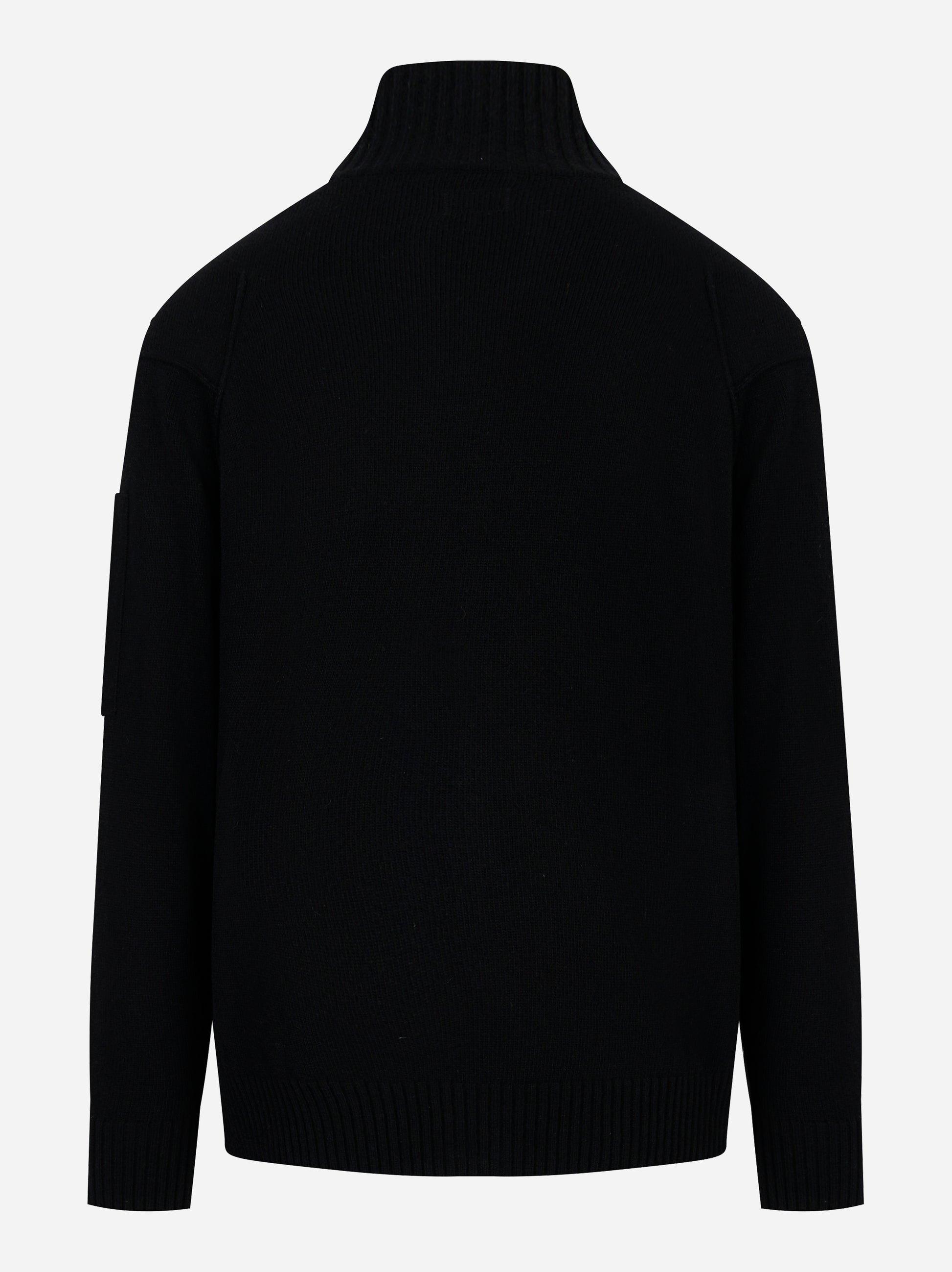 Maglia fullzip in lambswool con logo Nera