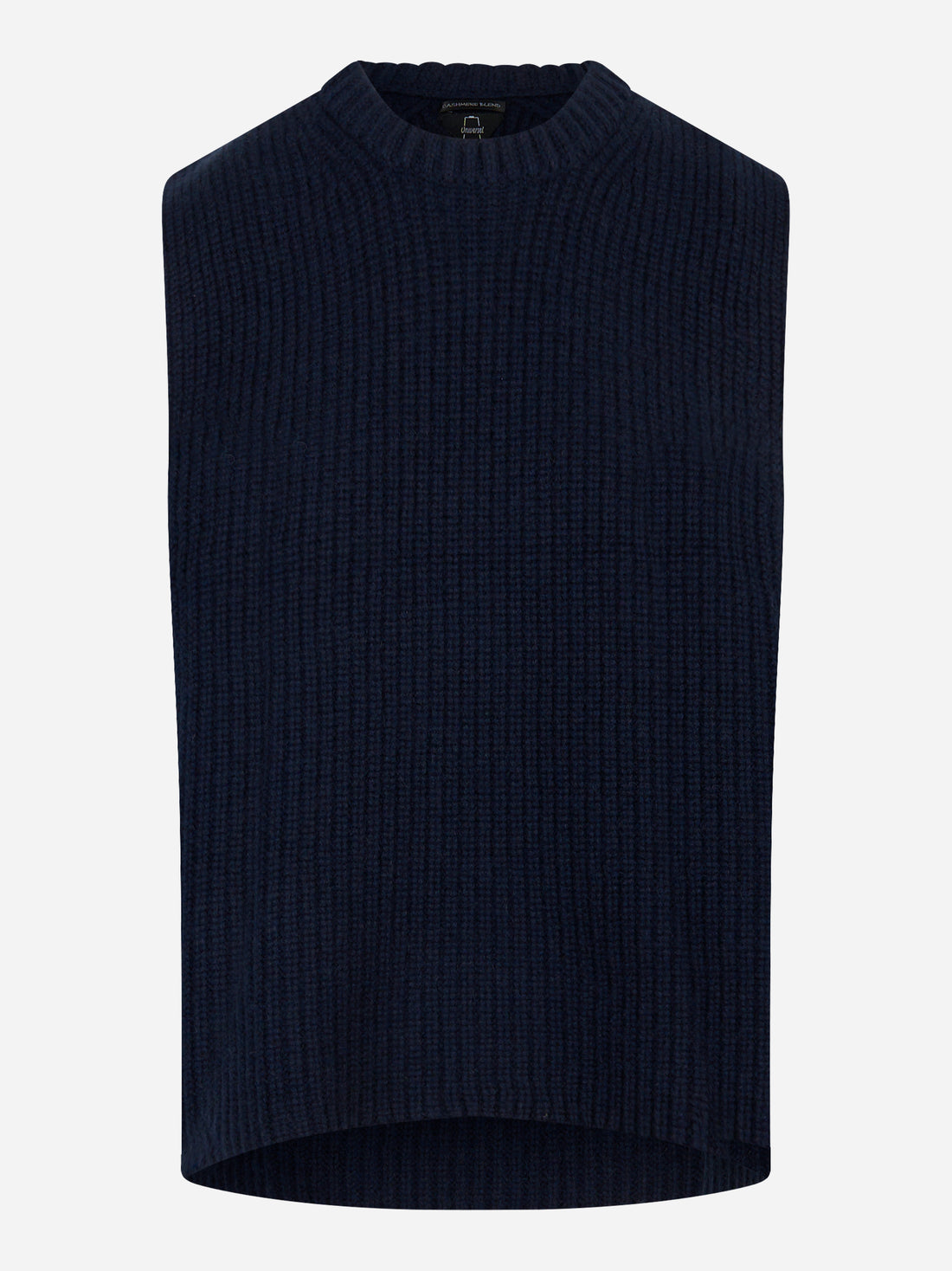 Gilet girocollo in lana e cashmere Blu