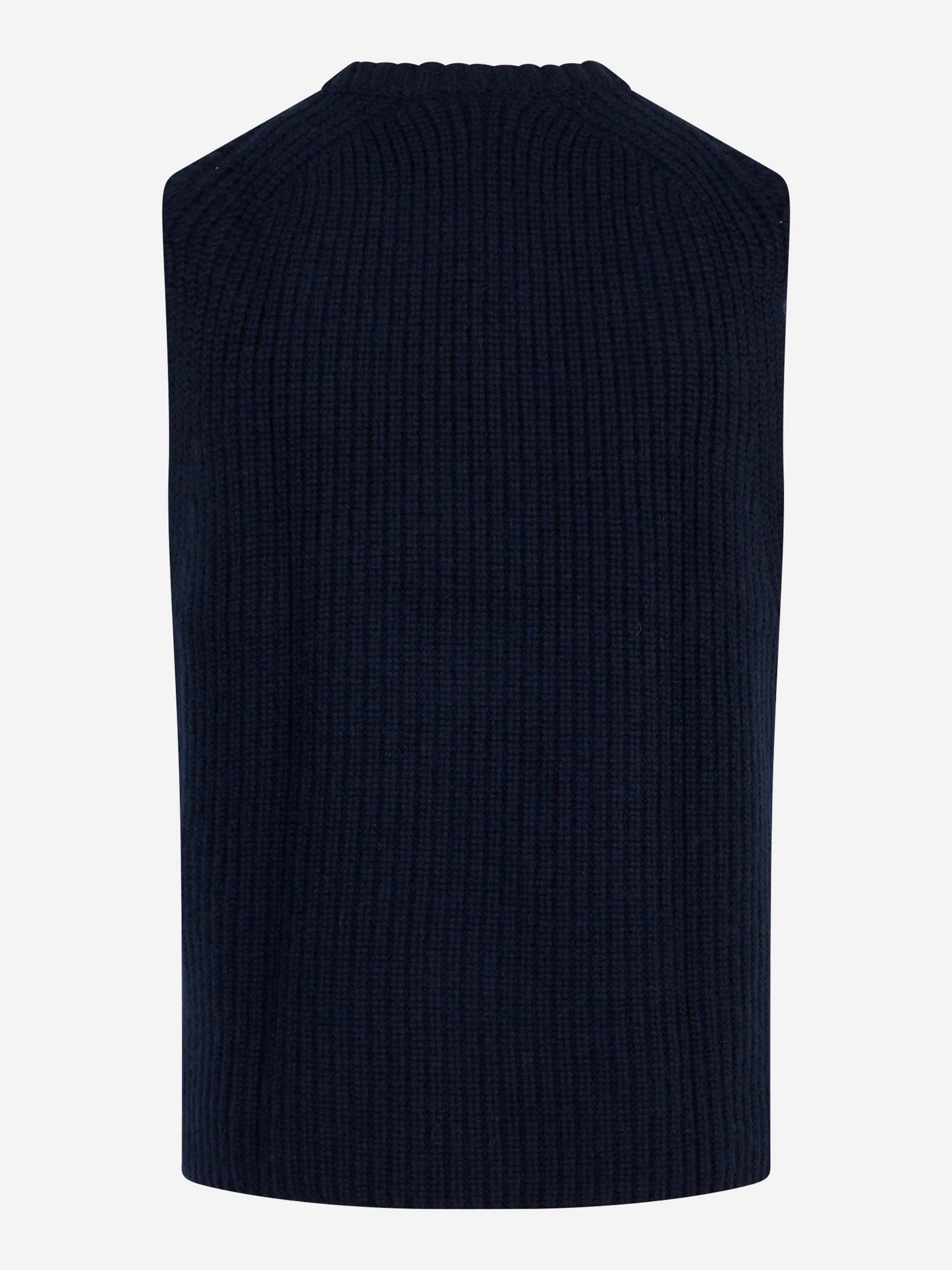 Gilet girocollo in lana e cashmere Blu
