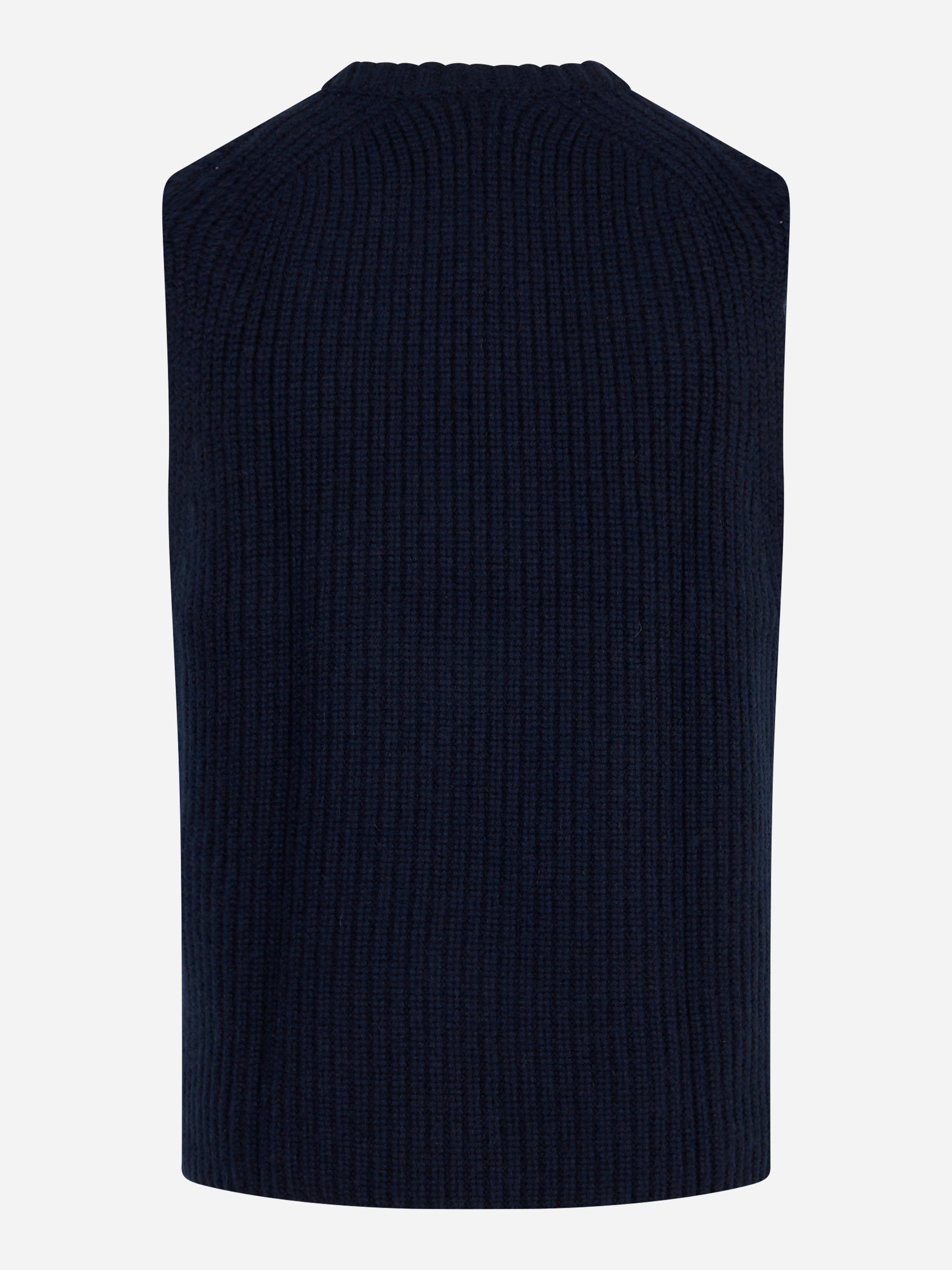 Gilet girocollo in lana e cashmere Blu