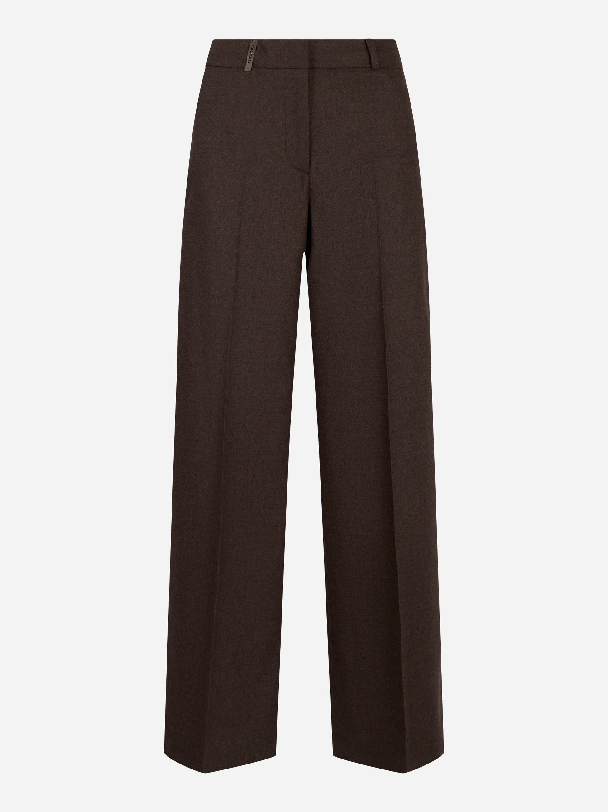 Pantalone flanella di lana e cashmere stretch Marrone