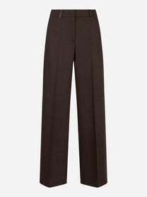 Pantalone flanella di lana e cashmere stretch Marrone