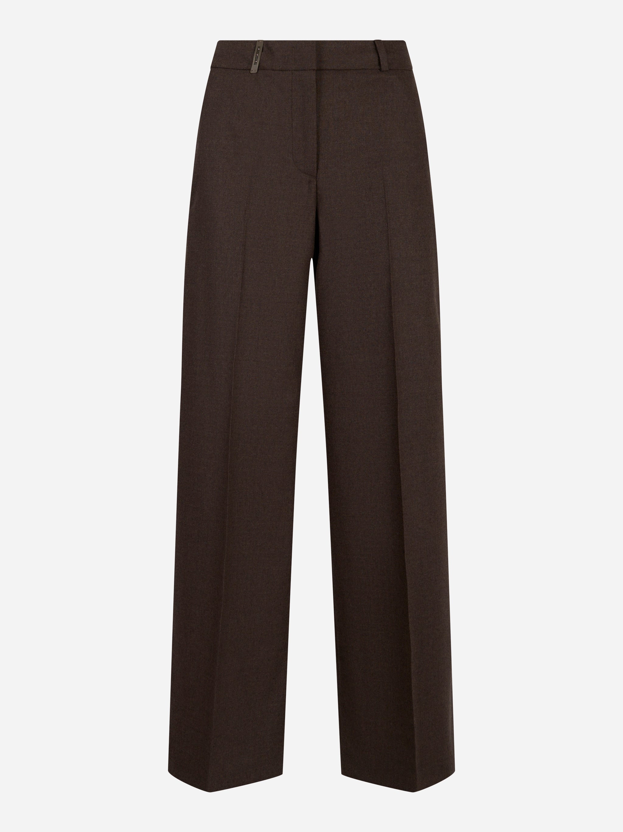 Pantalone flanella di lana e cashmere stretch Marrone