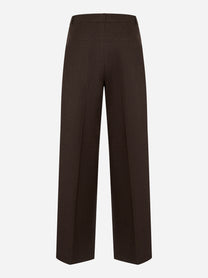 Pantalone flanella di lana e cashmere stretch Marrone
