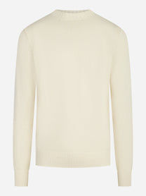 Maglia girocollo in cotone panna