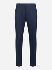 Pantalone Rebel in lana e lino blu
