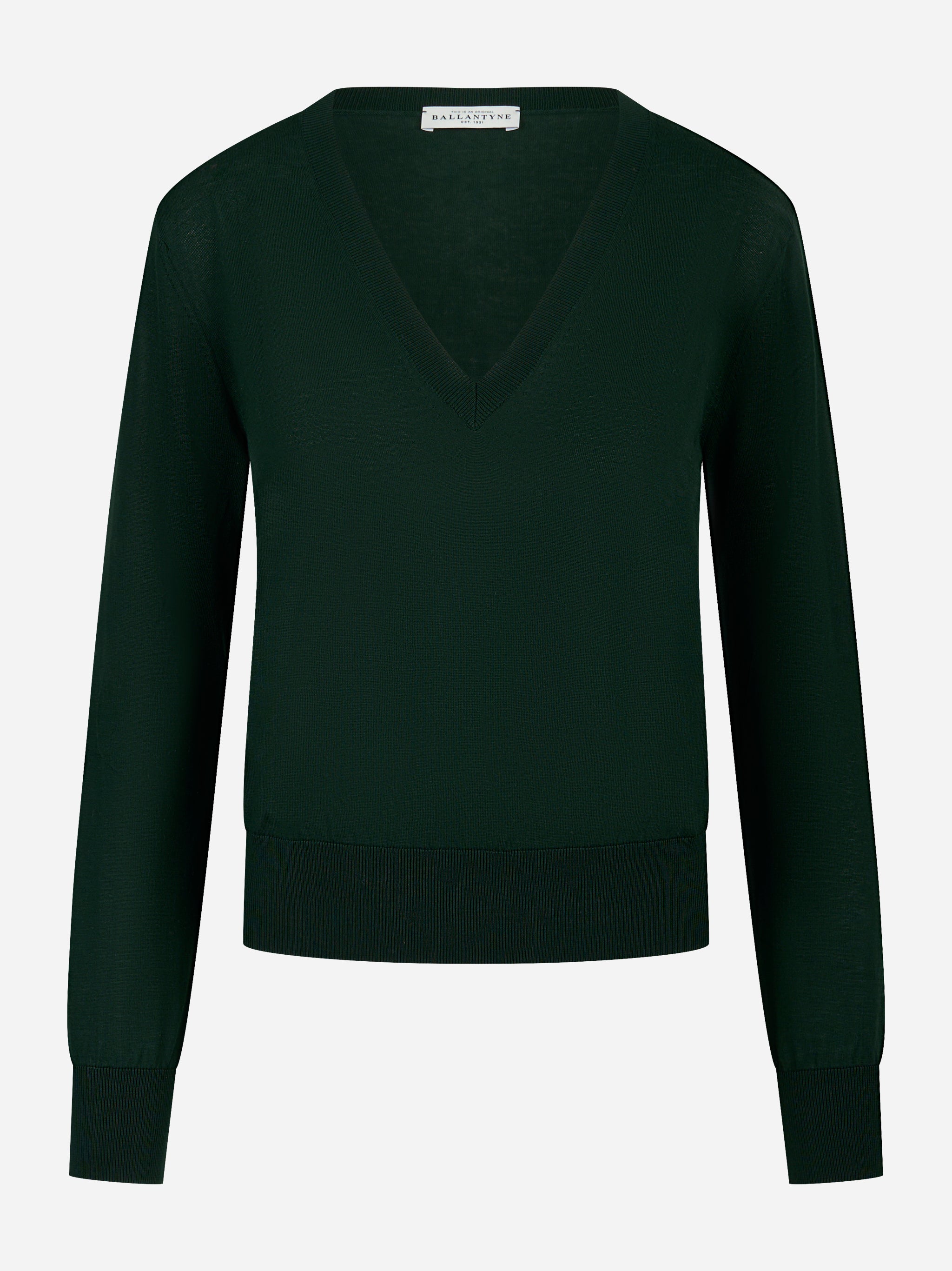 Maglia scollo a V in cotone Verde