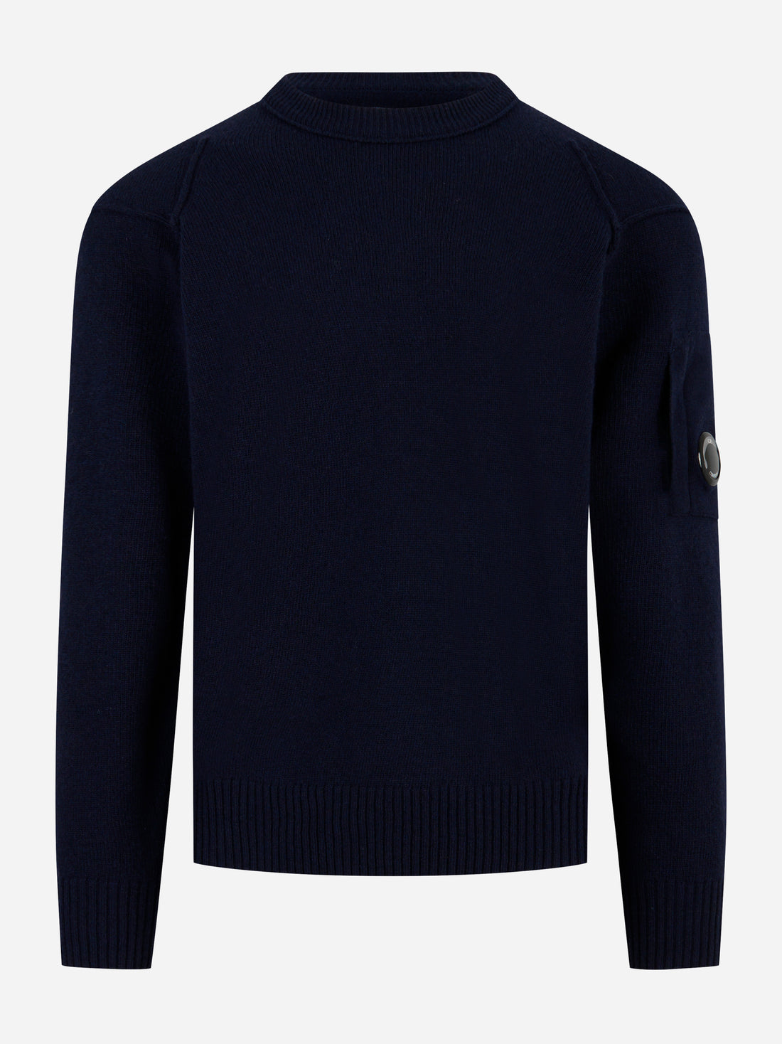 Maglia girocollo in lambswool con logo Blu