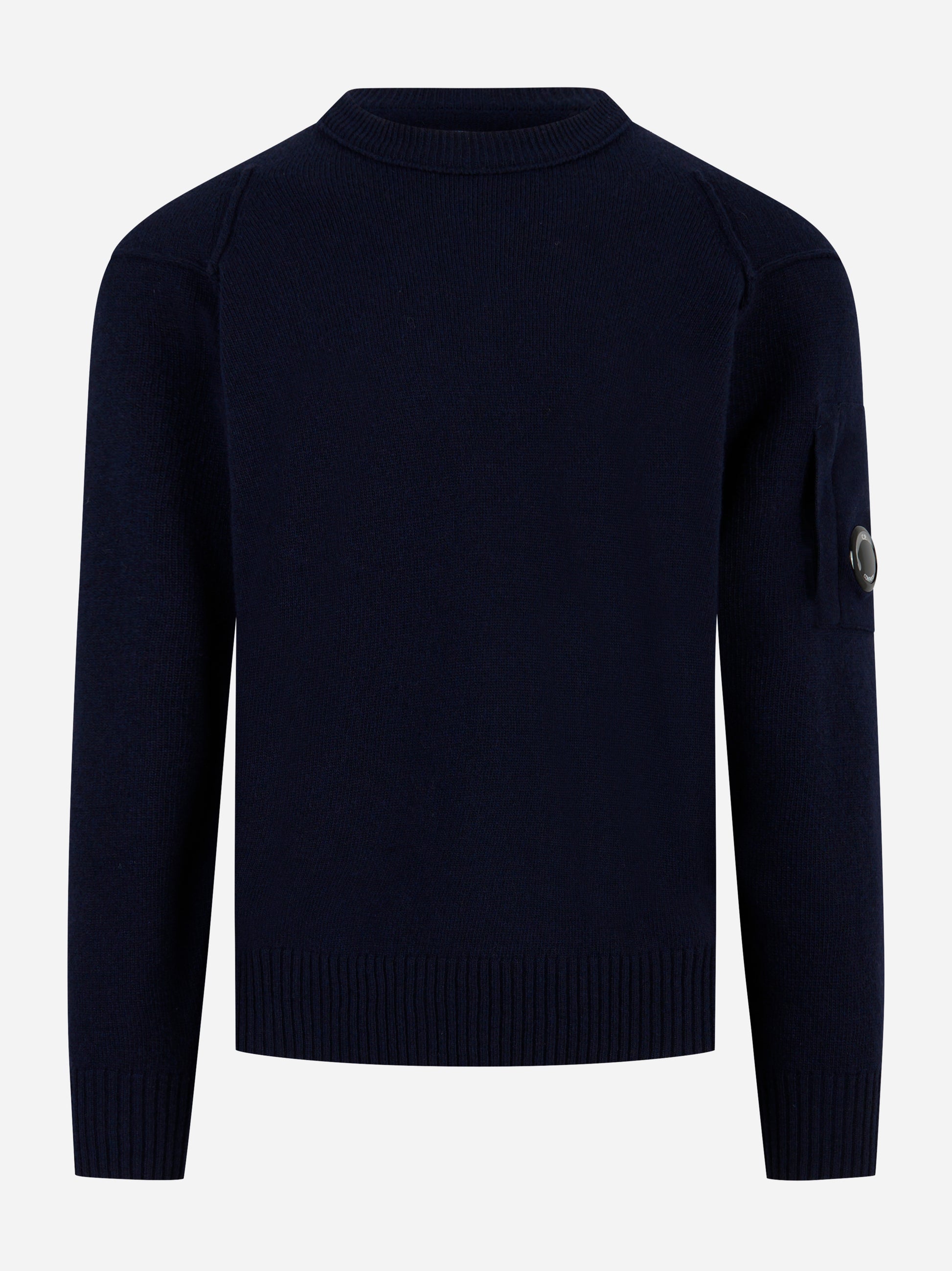 Maglia girocollo in lambswool con logo Blu