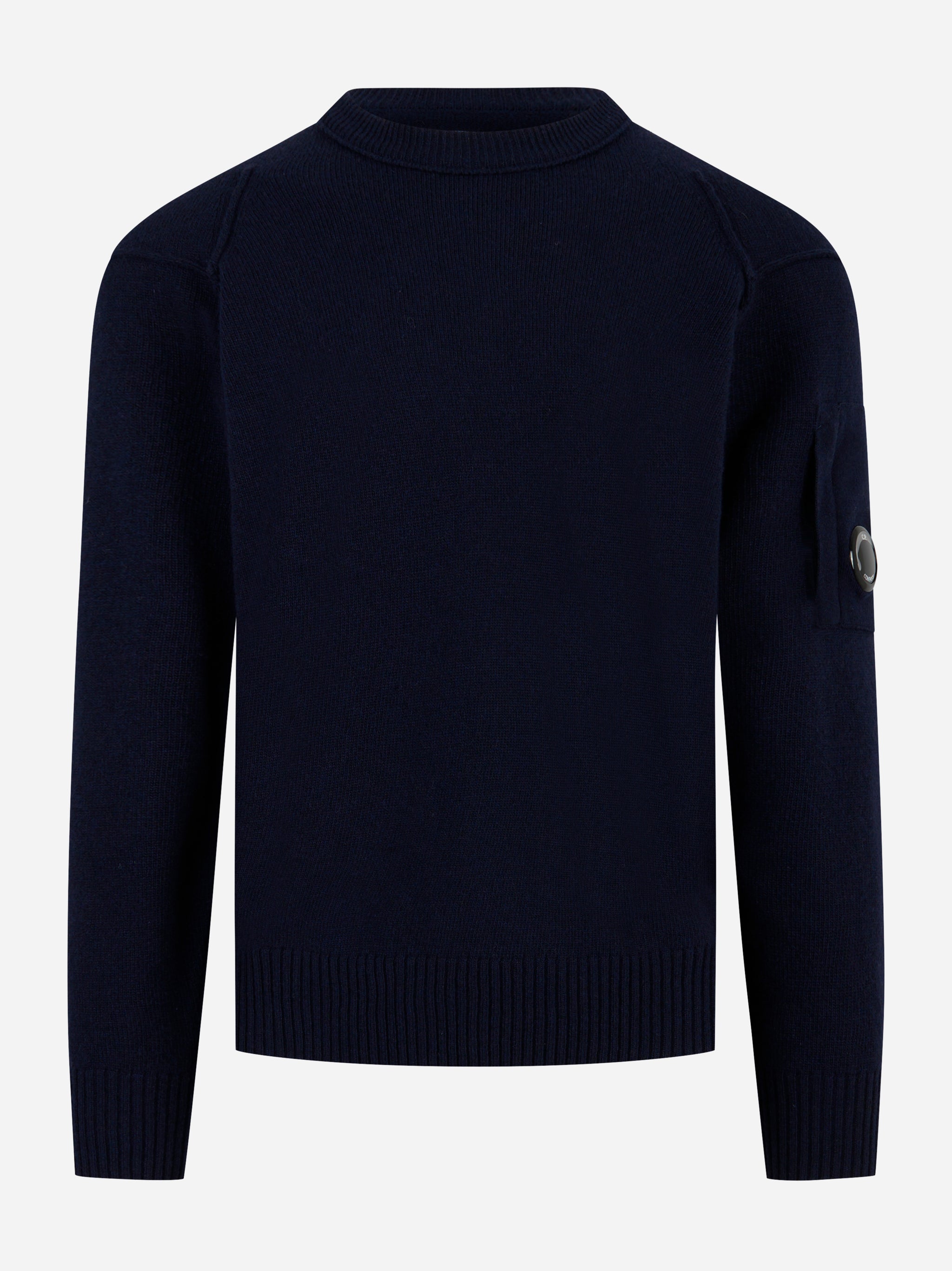 Maglia girocollo in lambswool con logo Blu