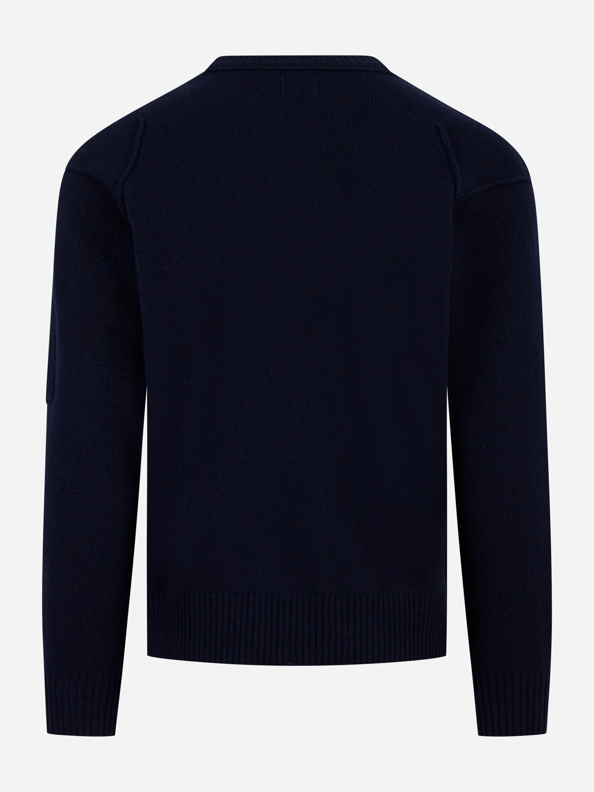 Maglia girocollo in lambswool con logo Blu