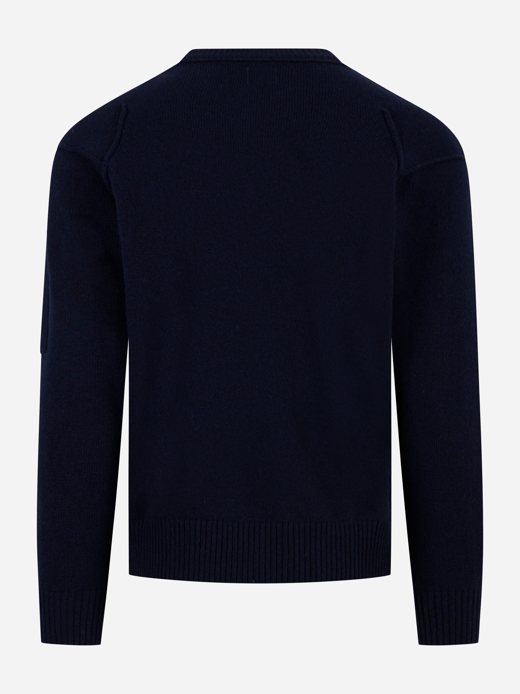 Maglia girocollo in lambswool con logo Blu