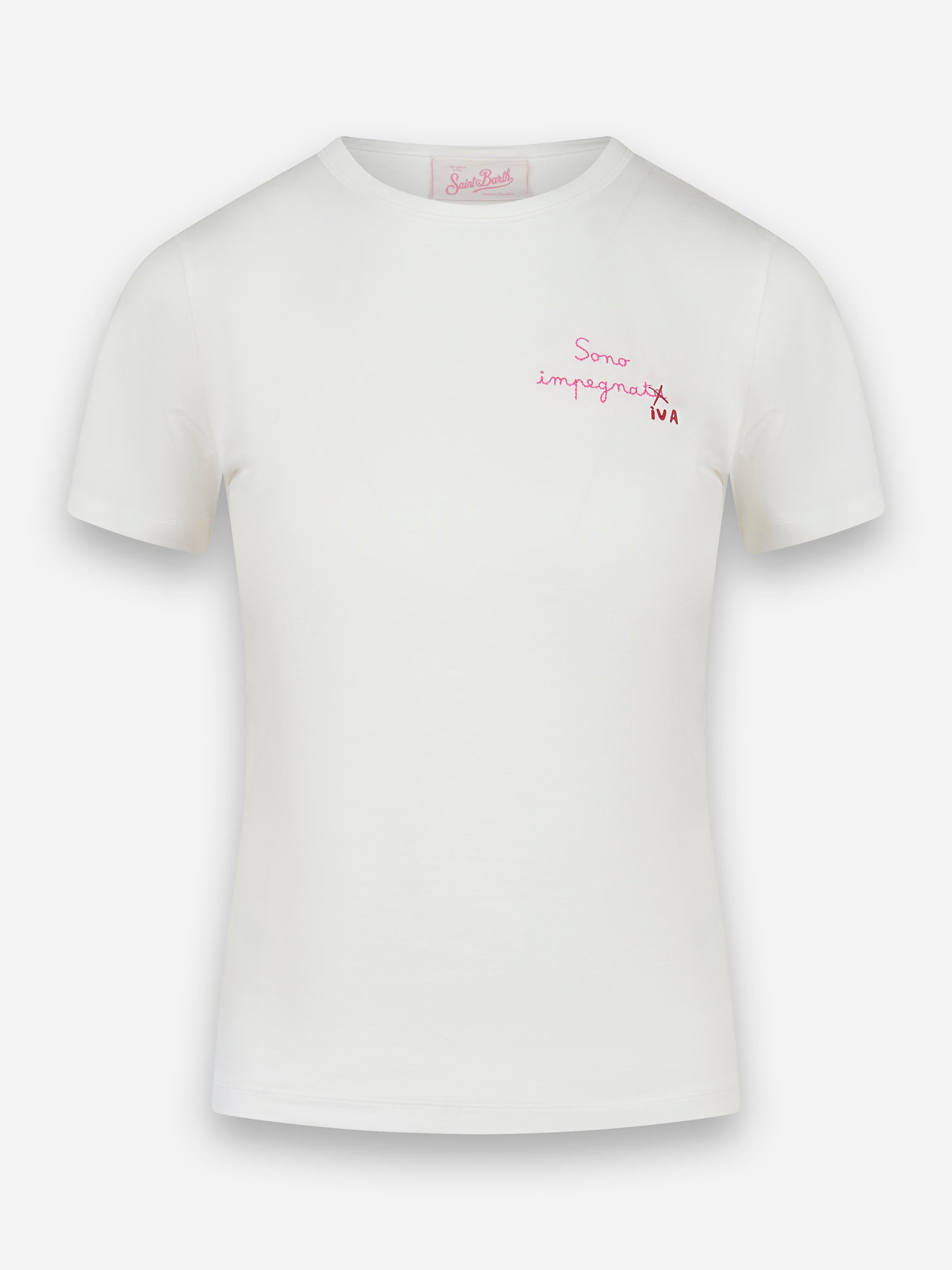 T-shirt Esme manica corta con scritta "Sono Impegnativa" Bianco