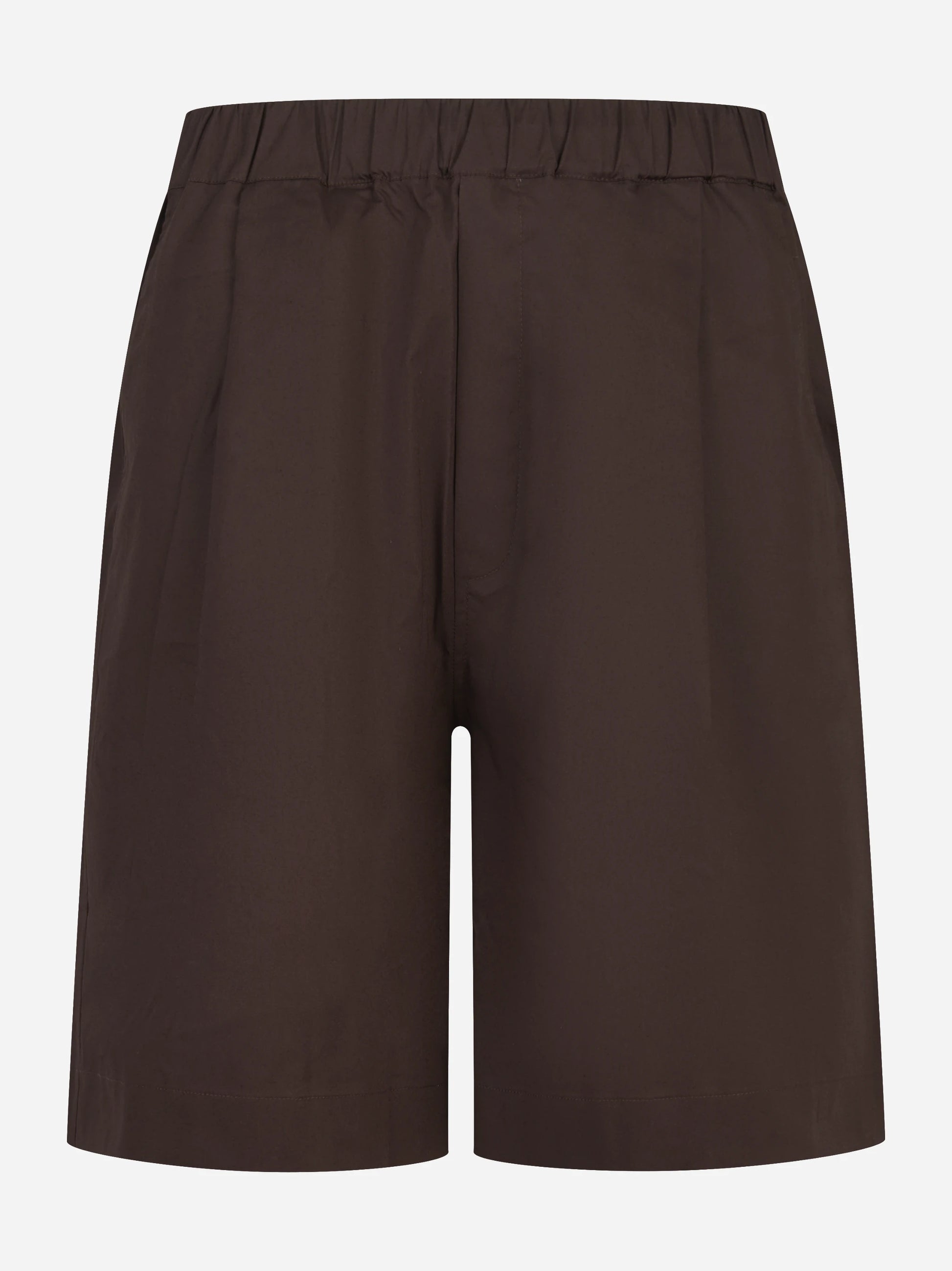 Shorts loose in cotone stretch marrone