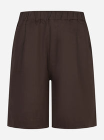 Shorts loose in cotone stretch marrone