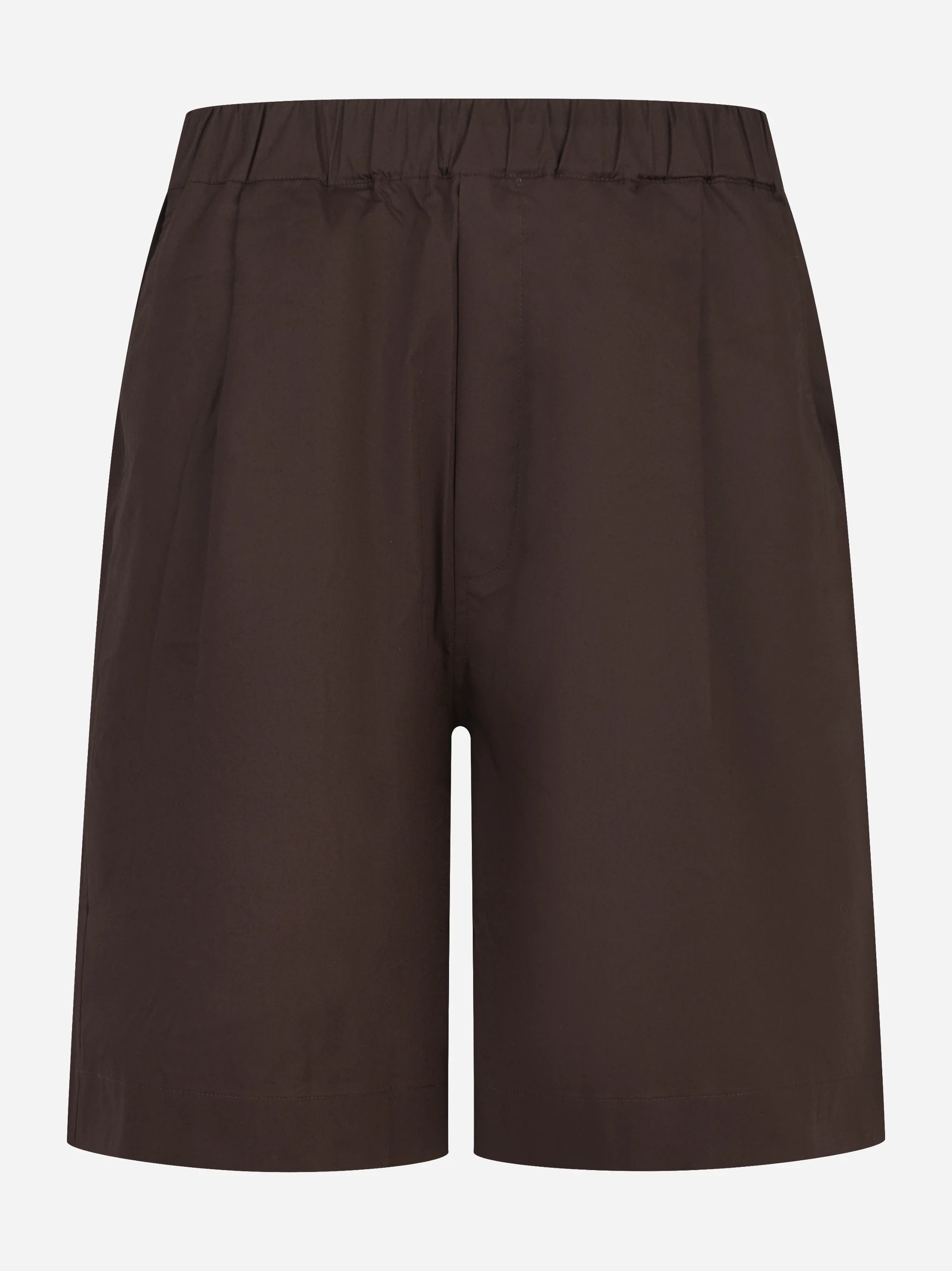 Shorts loose in cotone stretch marrone