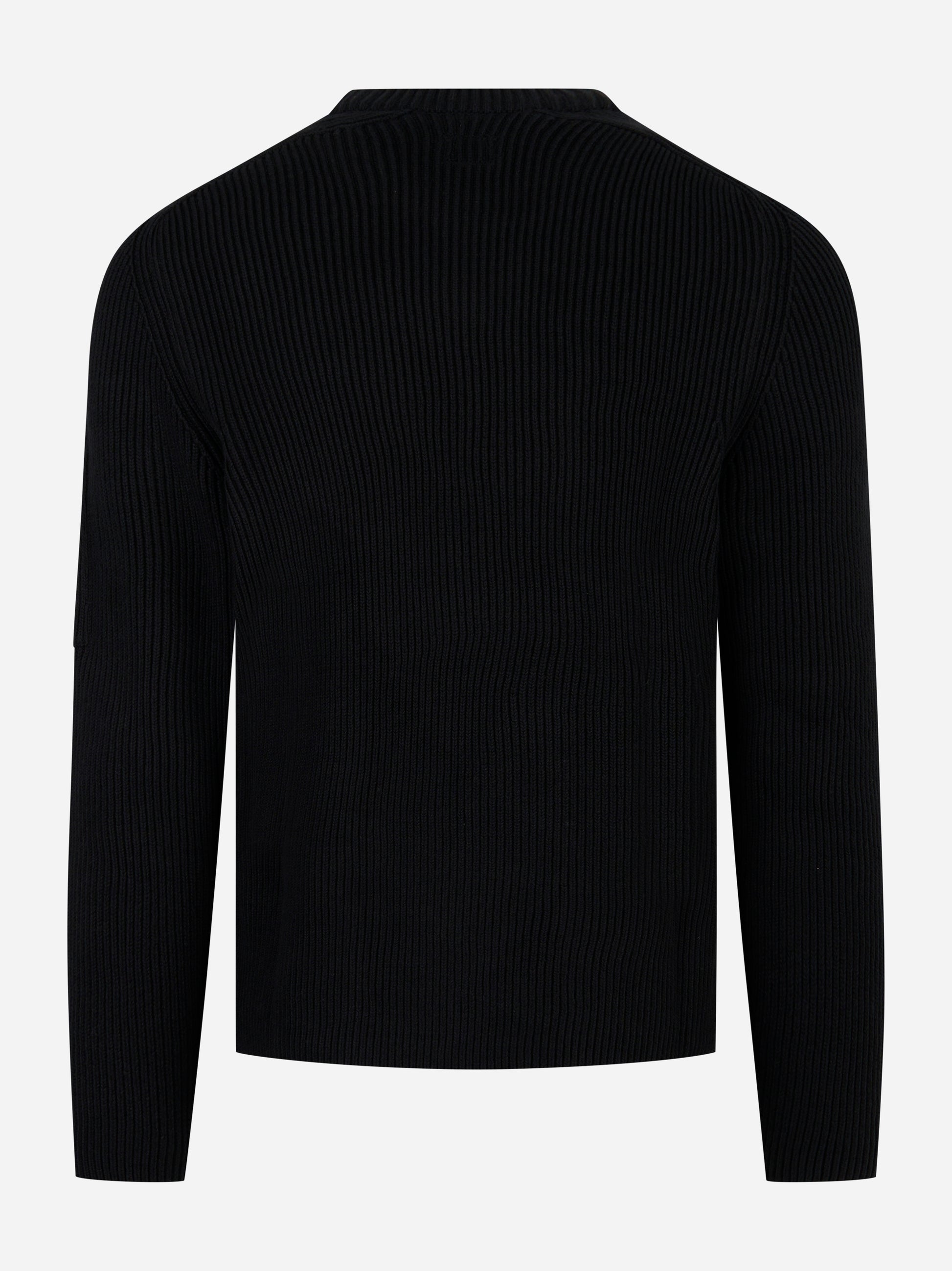 Maglia girocollo a coste con logo Nera