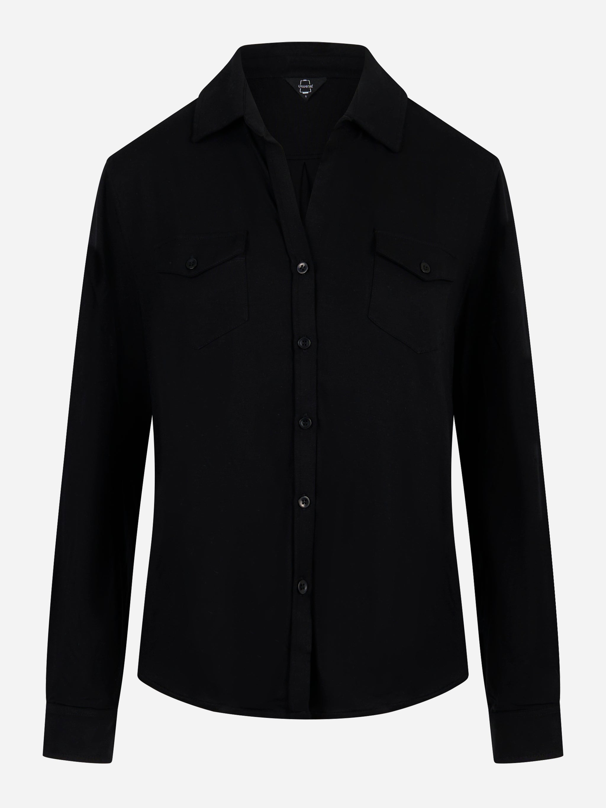 Camicia in jersey di viscosa Nera