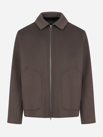 Giacca con zip centrale in double di lana Grigia