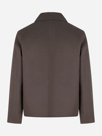 Giacca con zip centrale in double di lana Grigia
