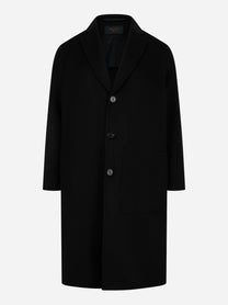 Cappotto monopetto in double di lana Nero