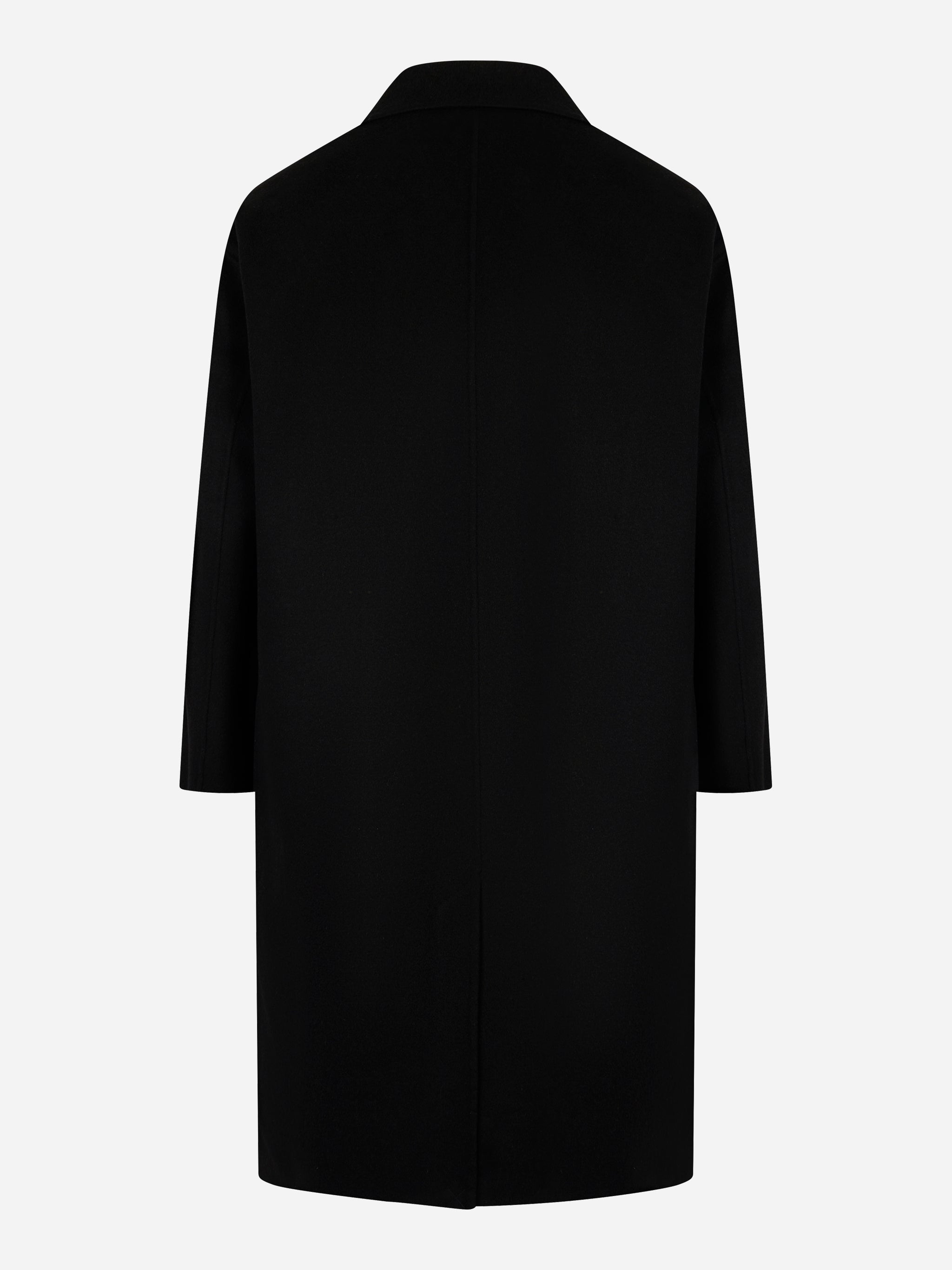 Cappotto monopetto in double di lana Nero