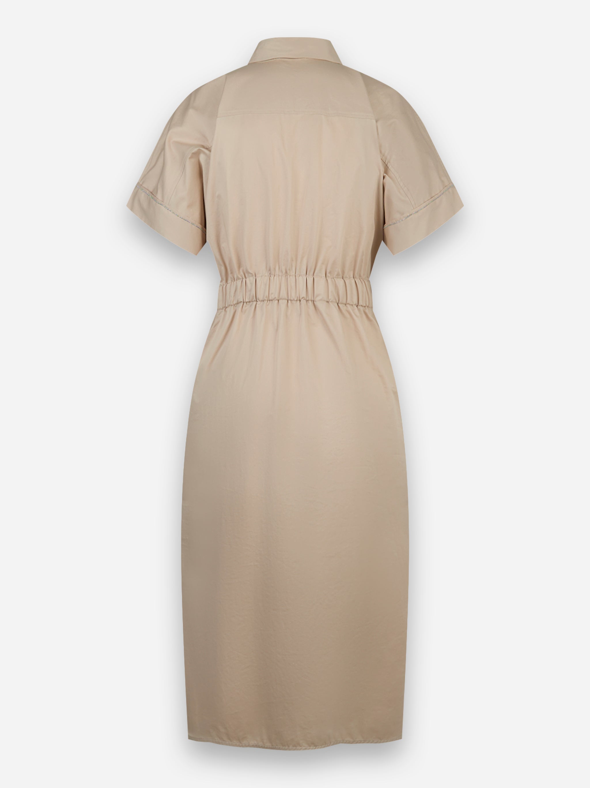 Abito midi in raso di cotone strecth Beige