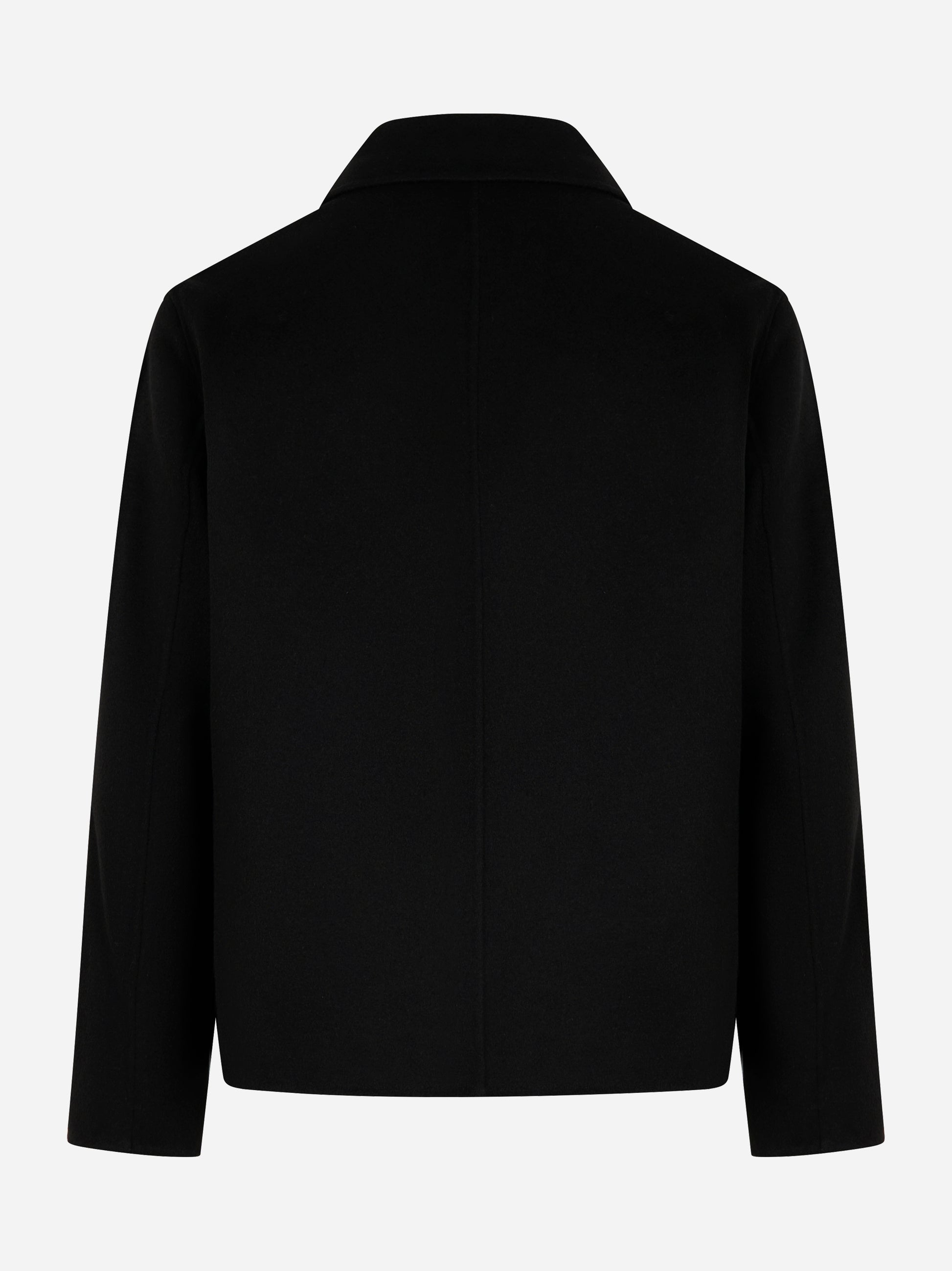 Giacca con zip centrale in double di lana Nera