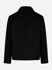 Giacca con zip centrale in double di lana Nera