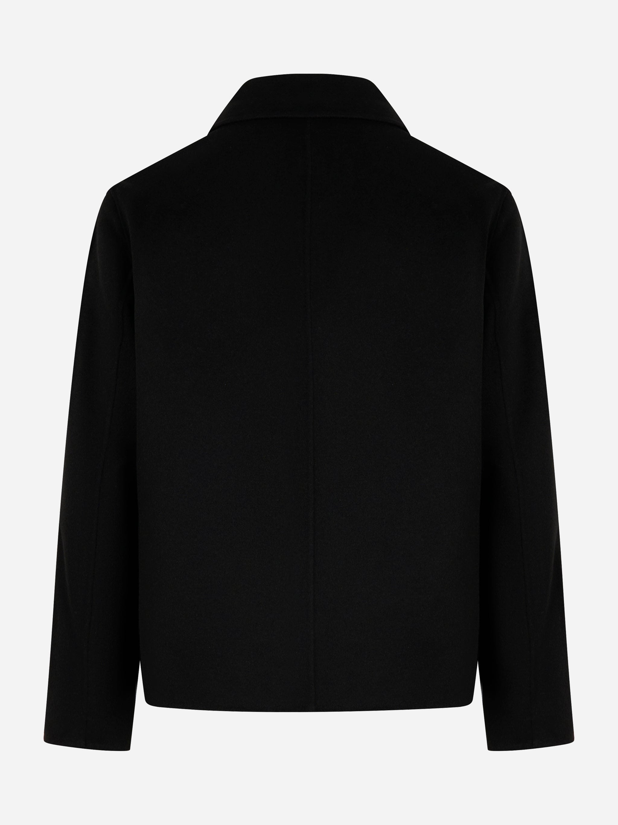 Giacca con zip centrale in double di lana Nera