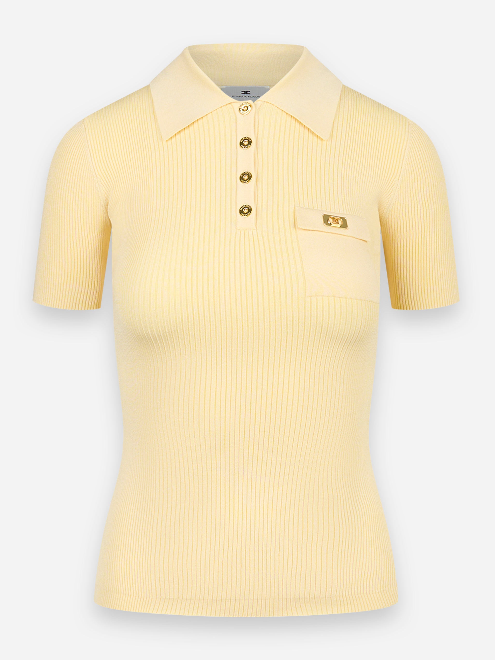 Polo a micro costine con taschino Giallo