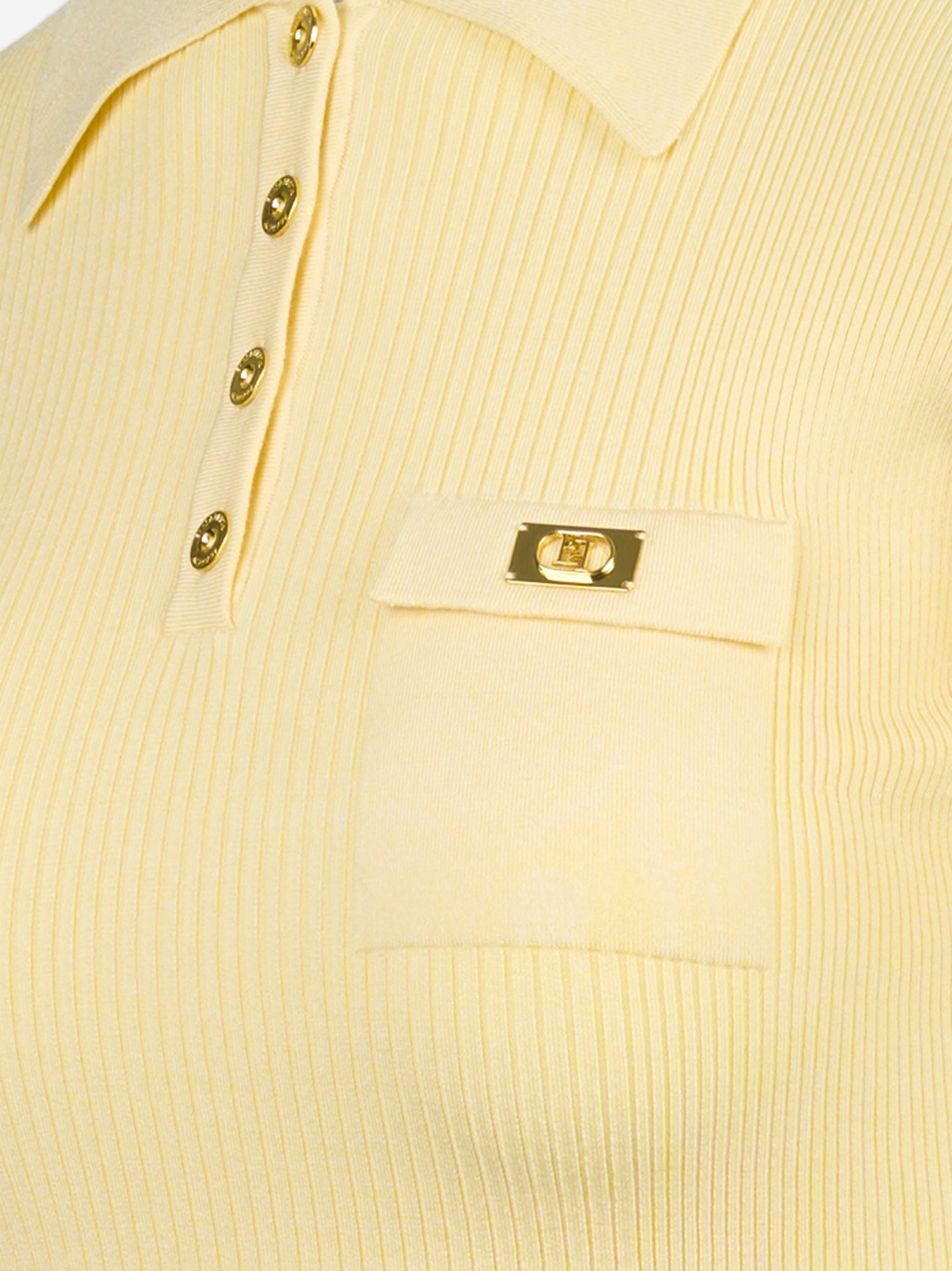 Polo a micro costine con taschino Giallo