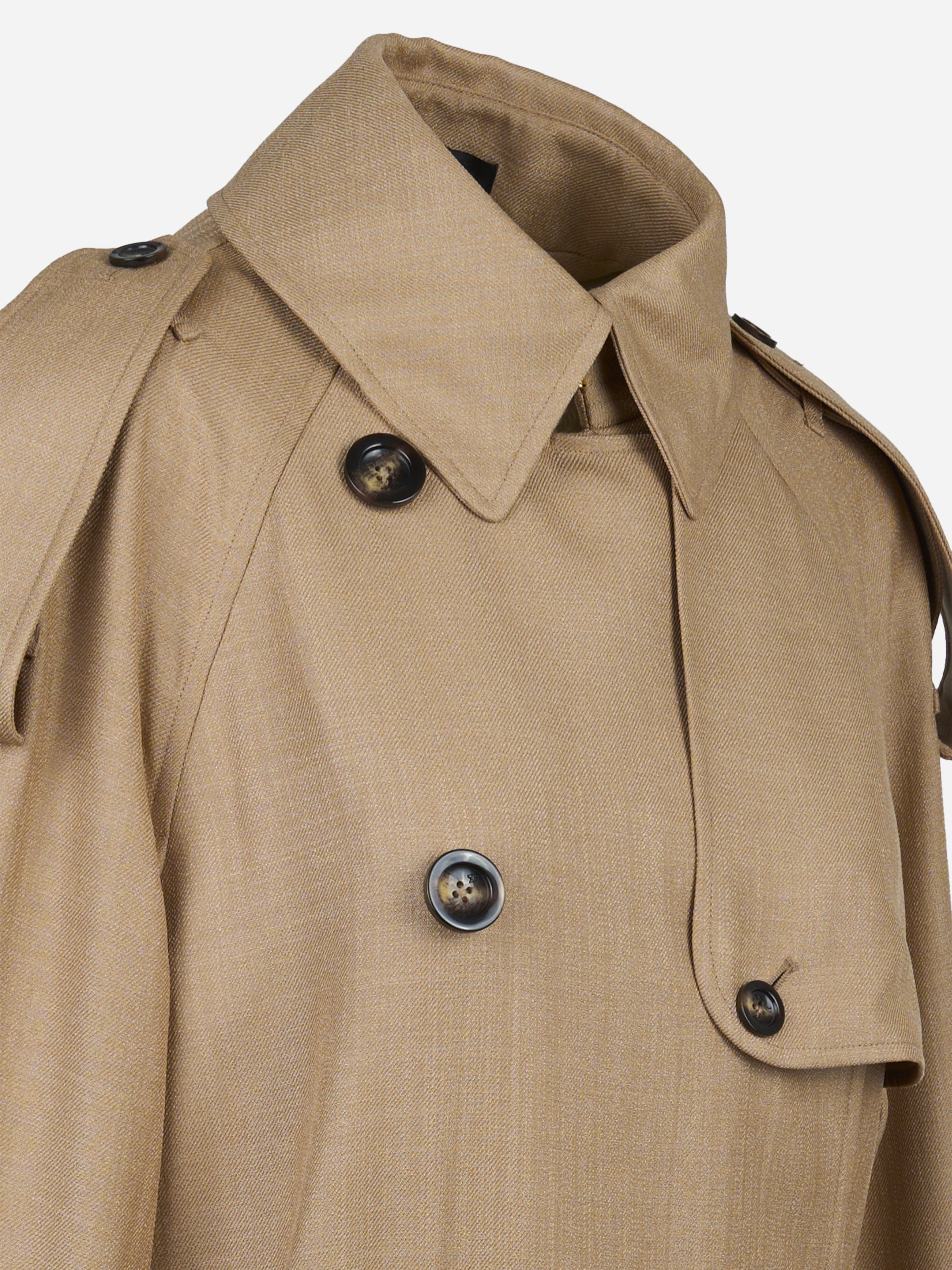 Trench oversize in cotone e lino Beige