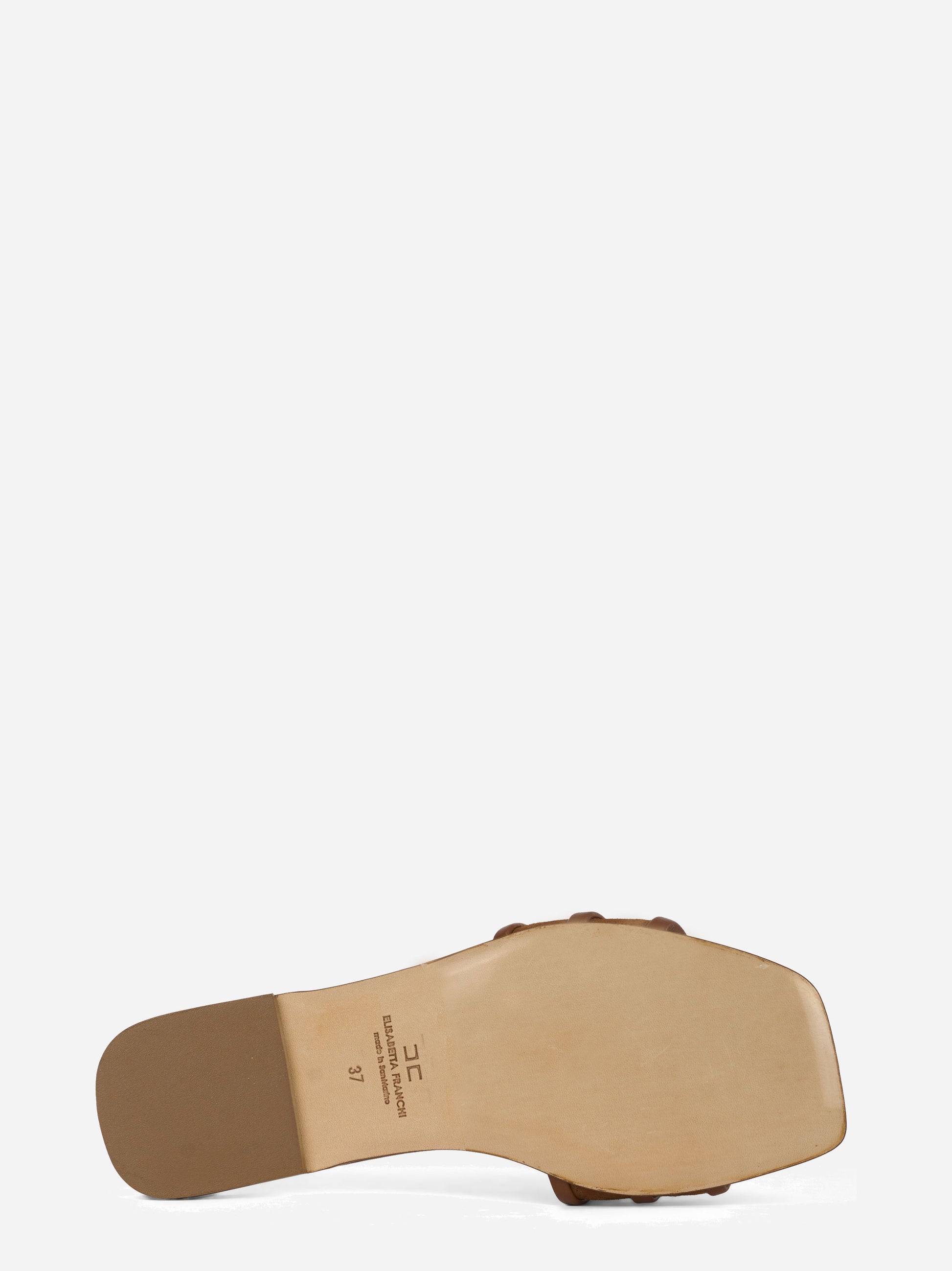 Sandalo flat in pelle con dettaglio logo marrone