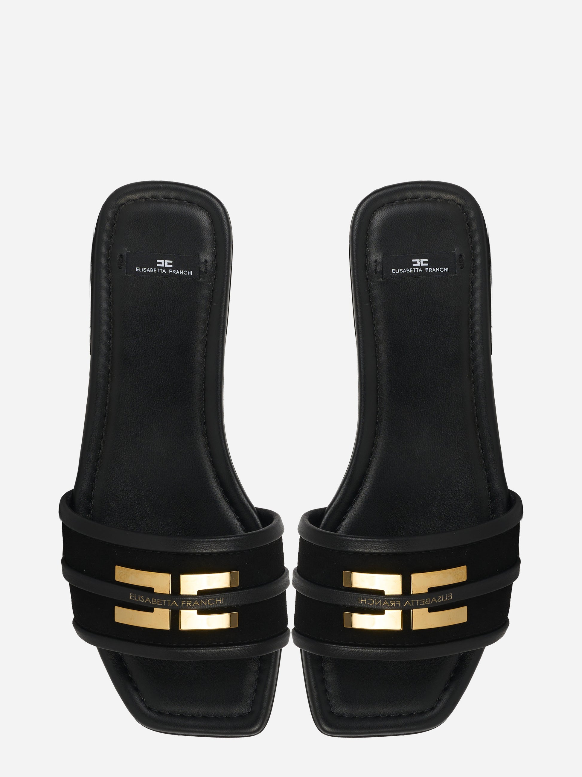 Sandalo flat in pelle con dettaglio logo nero