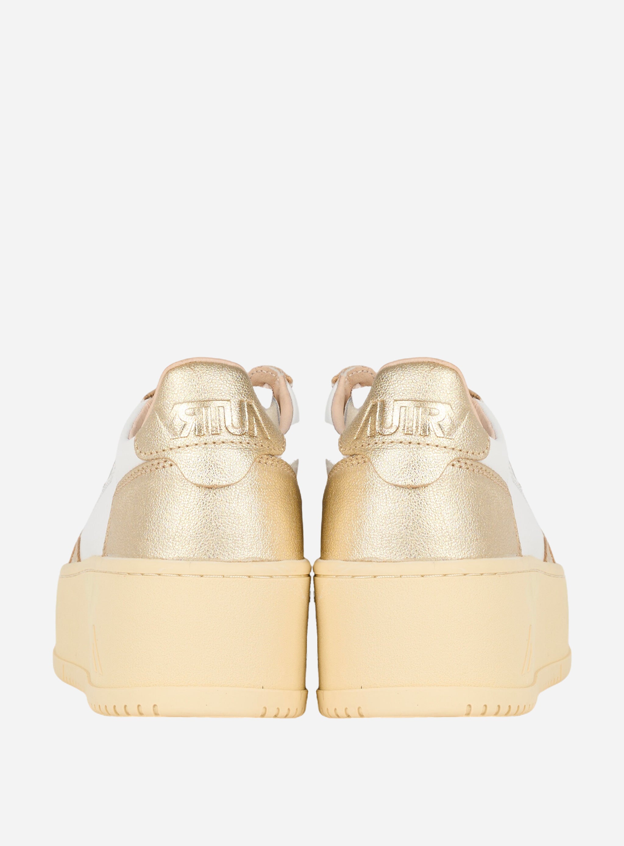 SNEAKERS MEDALIST PLATFORM IN PELLE BIANCA E METALLIZZATA PLATINO Bianco
