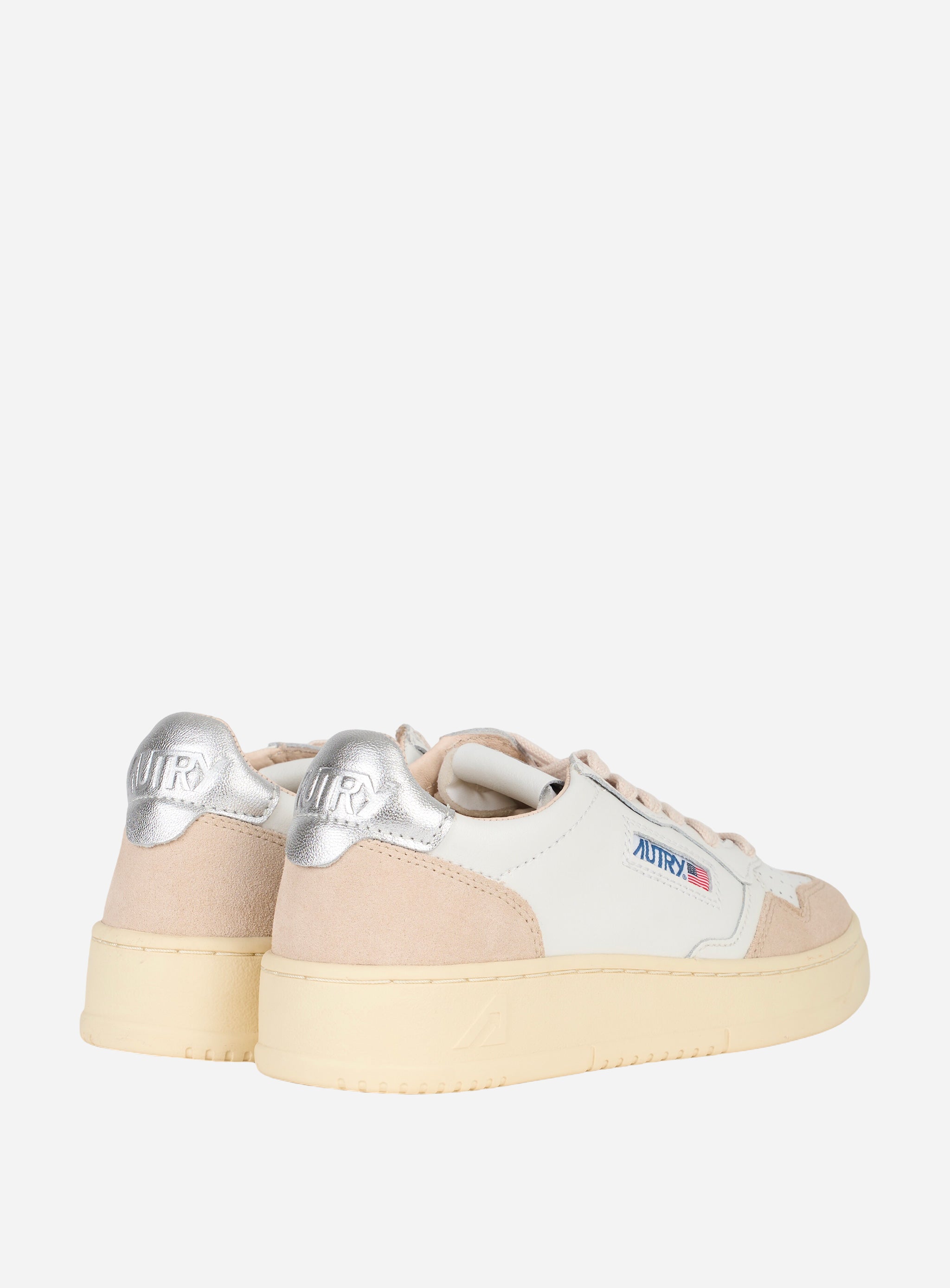 SNEAKERS MEDALIST LOW IN PELLE E SUEDe con talloncino argento Bianco
