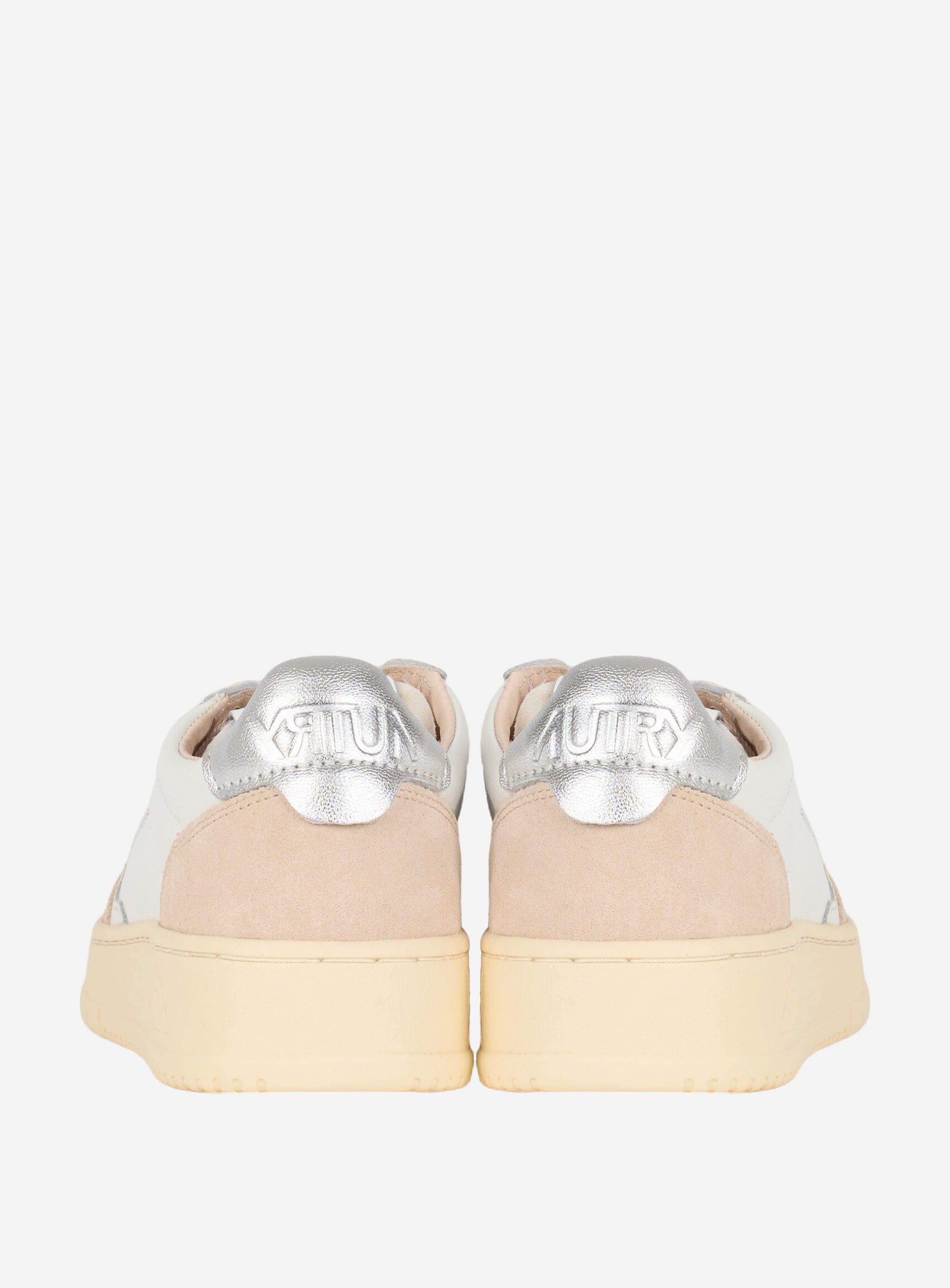 SNEAKERS MEDALIST LOW IN PELLE E SUEDe con talloncino argento Bianco