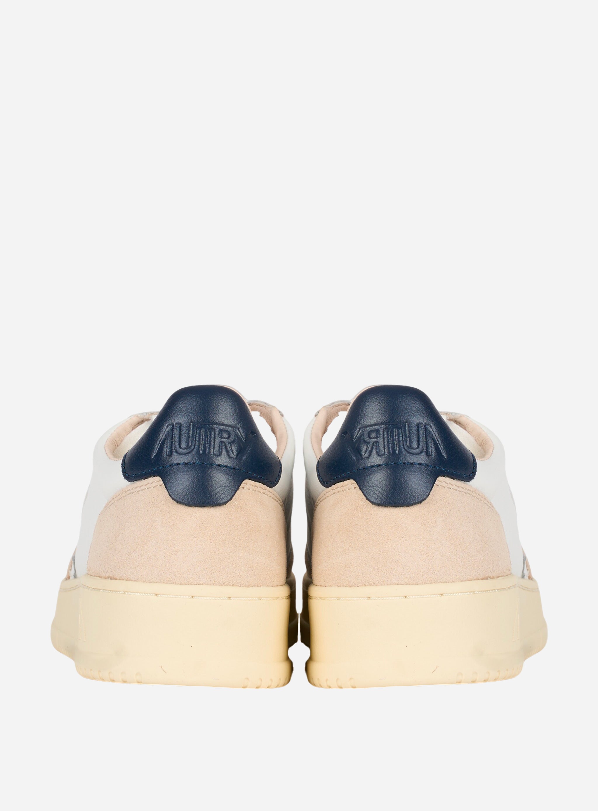 SNEAKERS MEDALIST LOW IN PELLE E SUEDE BIANCA CON TALLONCINO COLOR Blu