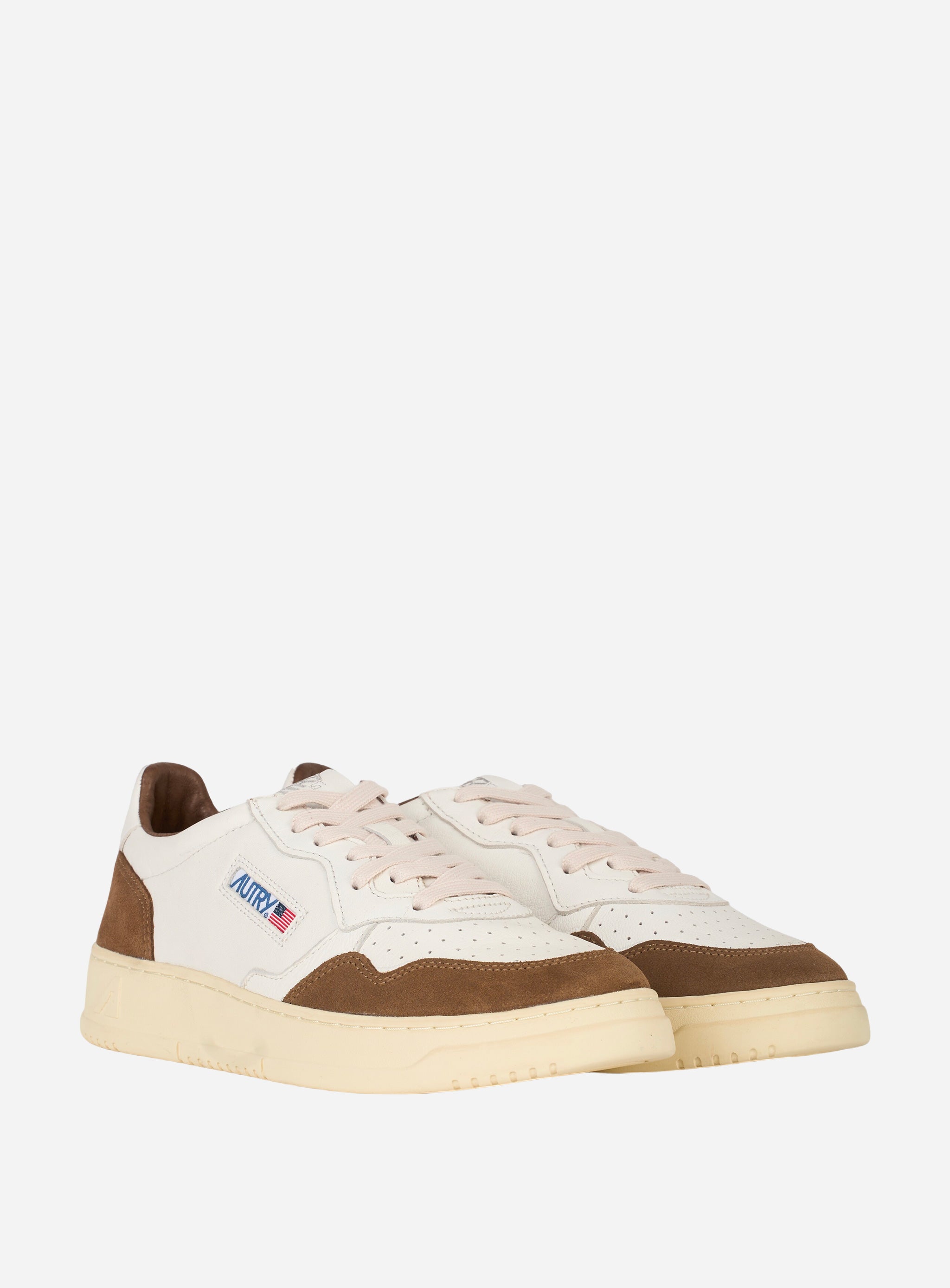 SNEAKERS MEDALIST LOW IN PELLE BIANCA E SUEDE Marrone