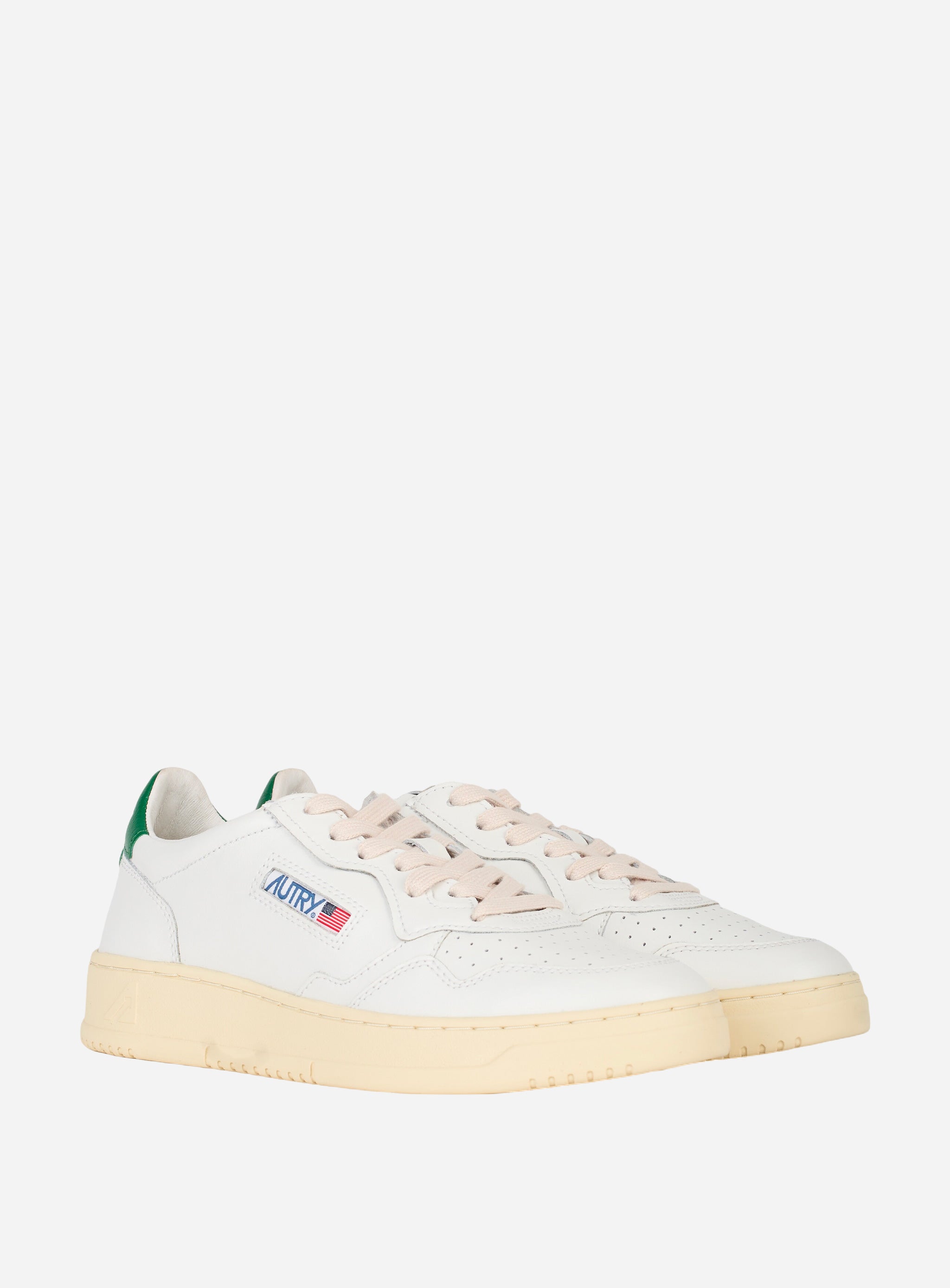 SNEAKERS MEDALIST LOW IN PELLE BIANCA CON TALLONCINO COLOR Verde
