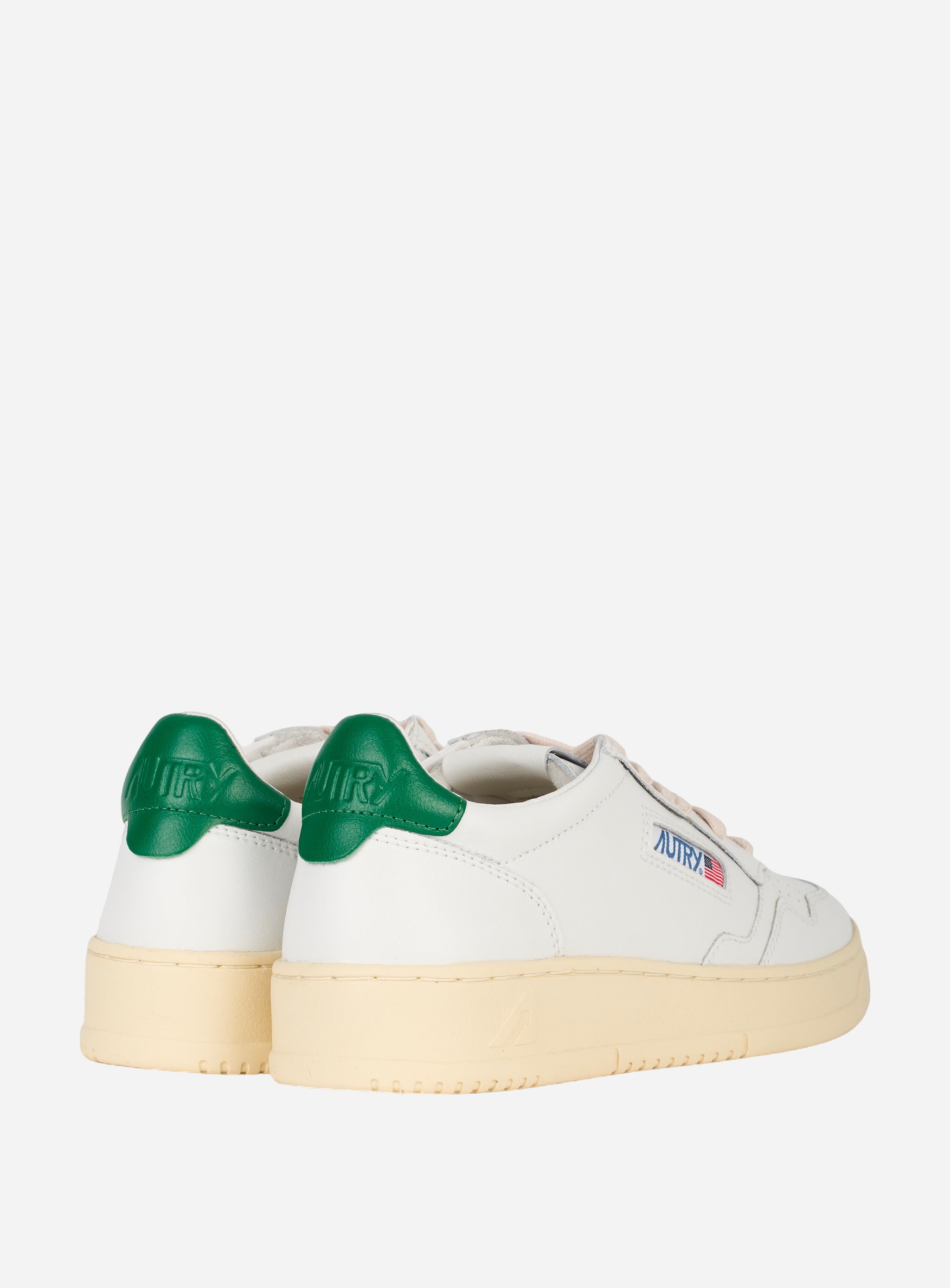 SNEAKERS MEDALIST LOW IN PELLE BIANCA CON TALLONCINO COLOR Verde